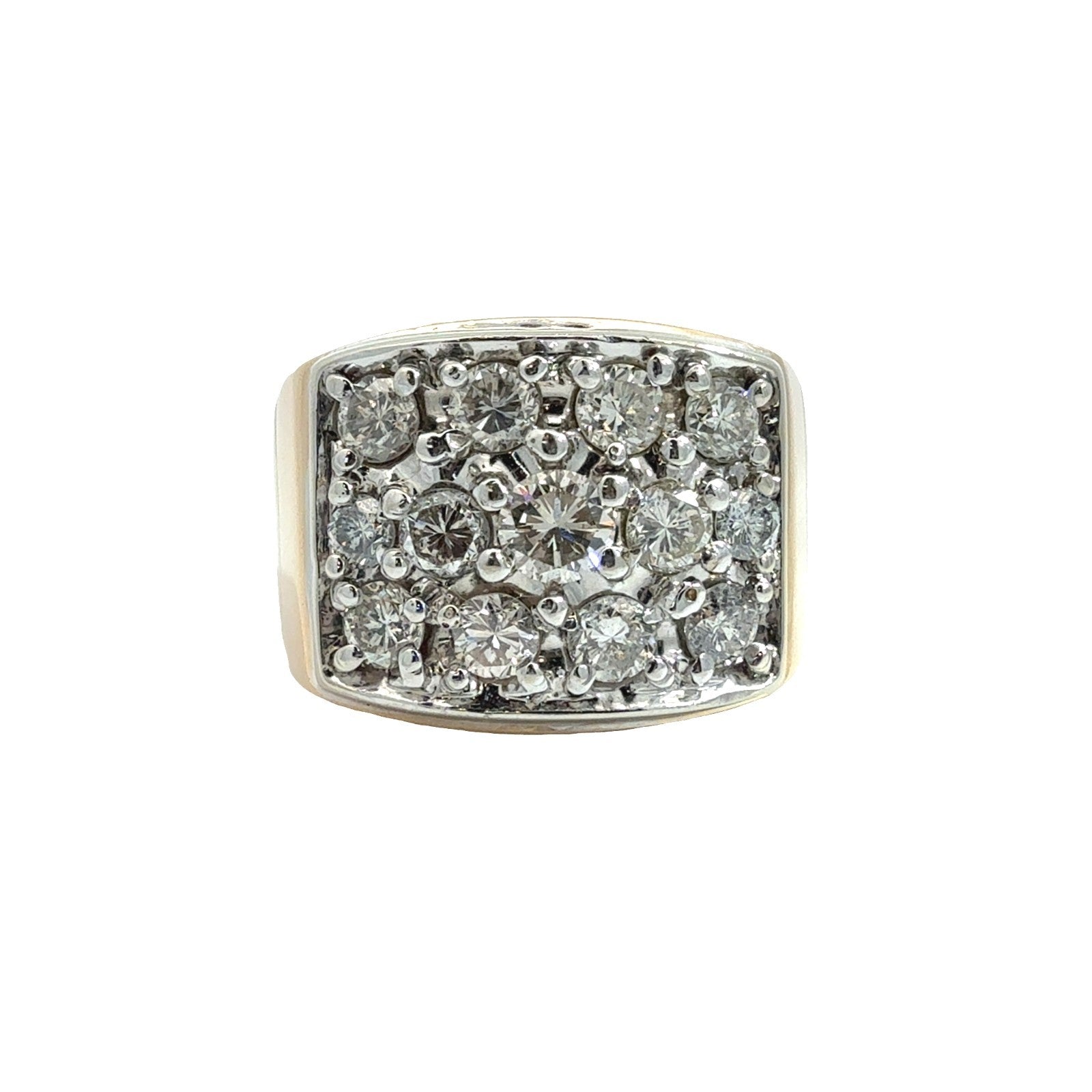 14k Yellow Gold Two Toned 1.80ctw (0.25ctw) Diamond Cluster Cocktail Ring Size 80
