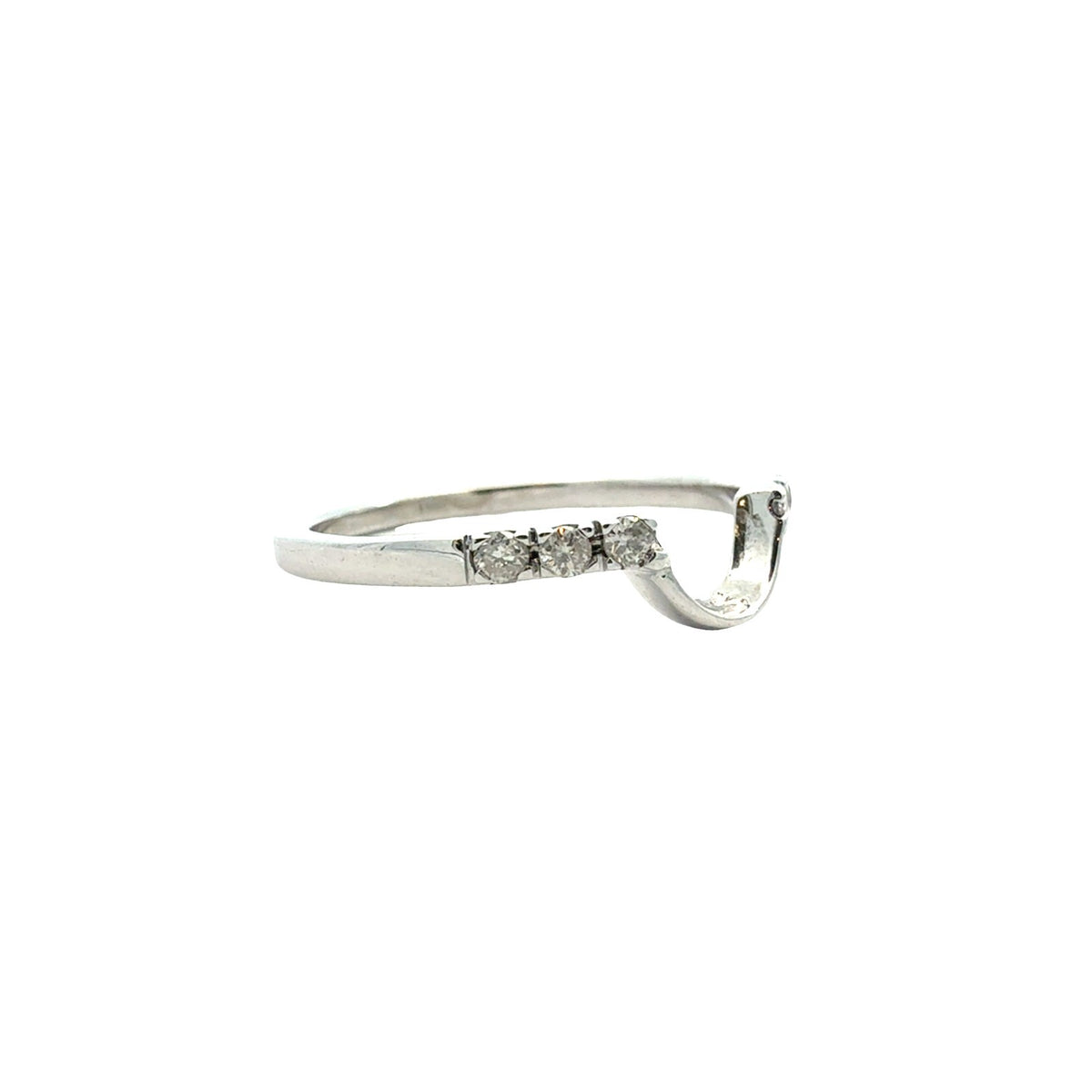 14k White Gold 0.12cttw Diamond Contour Wedding Band Ring3