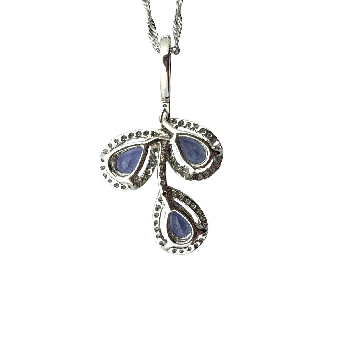 14k White Gold Necklace with 0.43ctw Diamond and 1.11ctw Tanzanite Pendant1