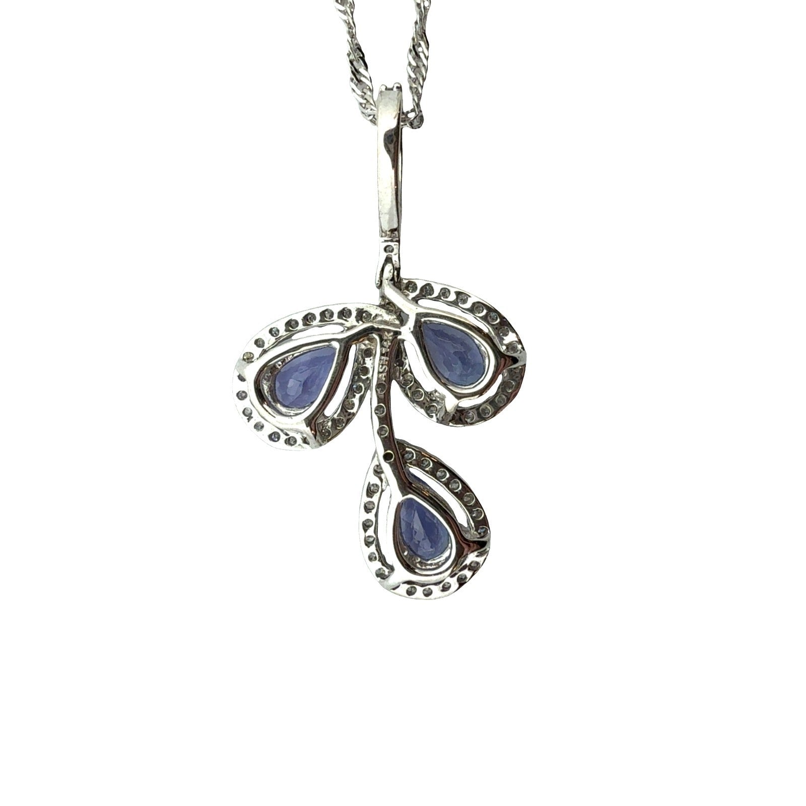 14k White Gold Necklace with 0.43ctw Diamond and 1.11ctw Tanzanite Pendant0