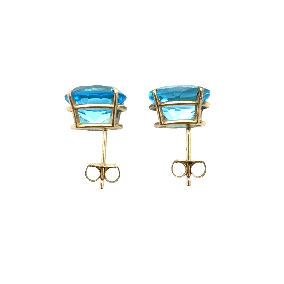 14k Yellow Gold 5.80cttw Oval Blue Topaz Stud Earrings3