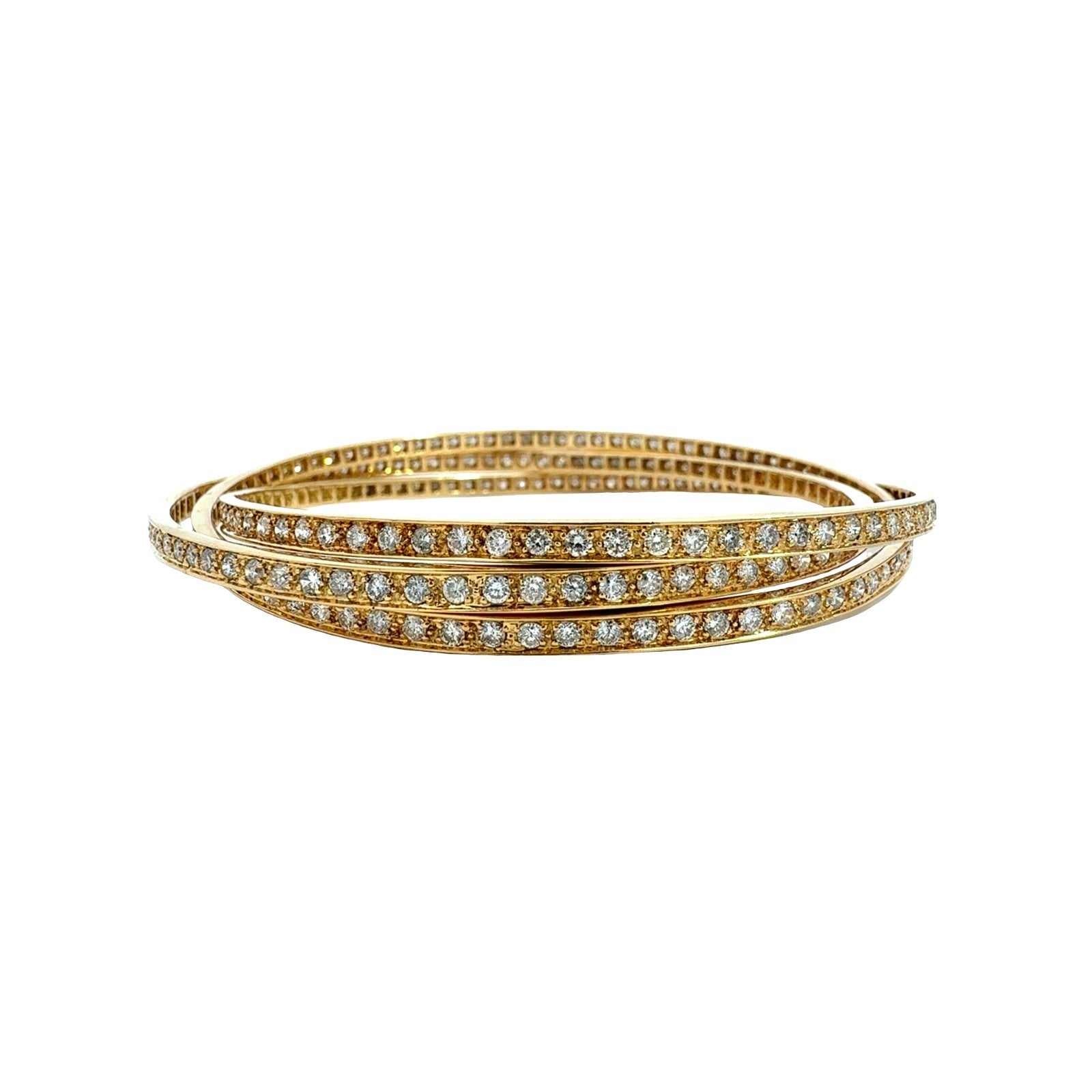 18k Yellow Gold 6.60cttw Diamond Triple Interlocking Bangles 8"4