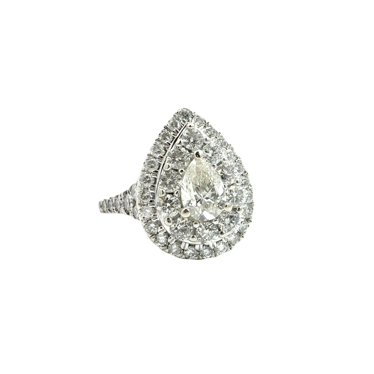 14k White Gold Pear Double Halo 1.93cttw Diamond Bridal Set2