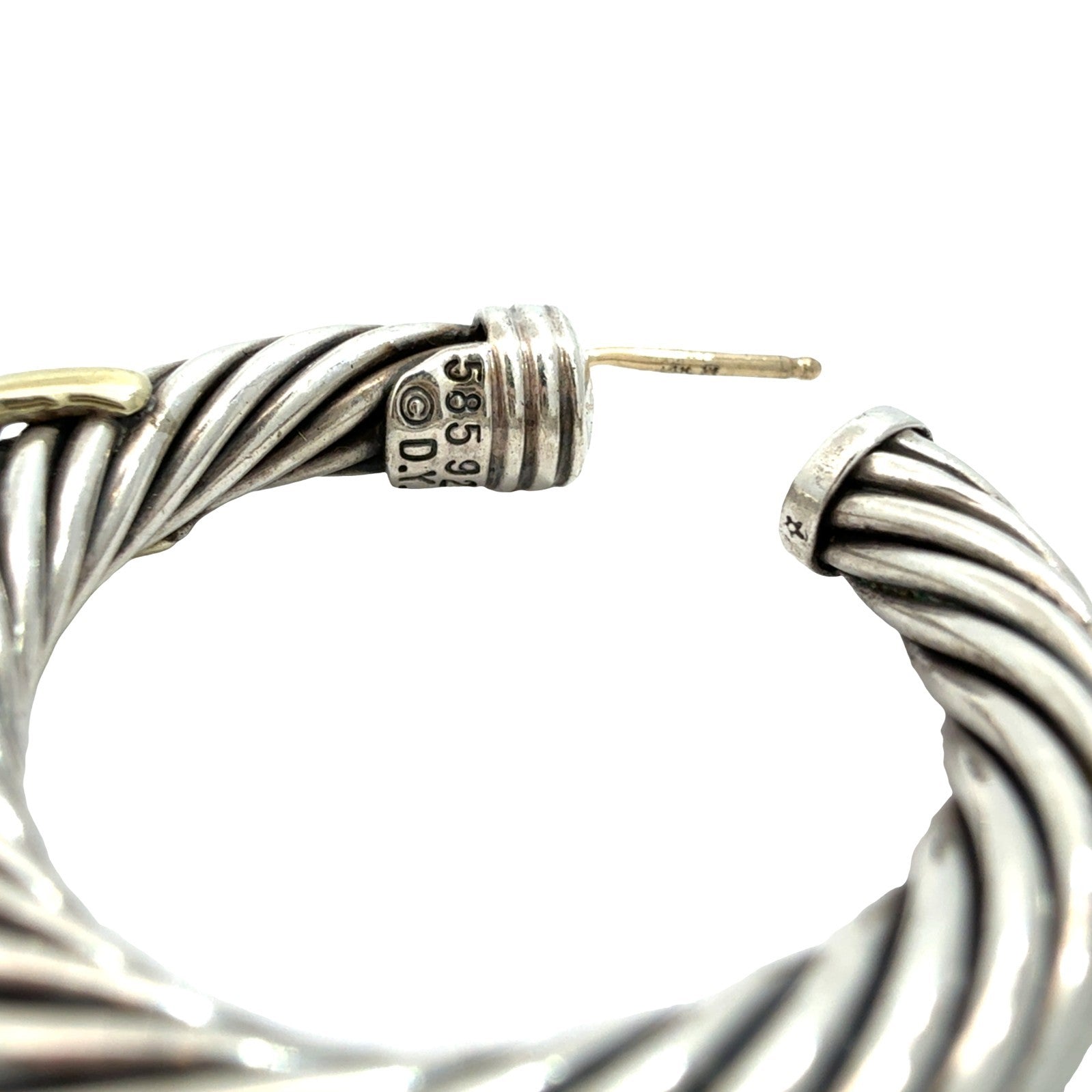 David Yurman Sterling Silver Two-Tone Twisted Cable X Hoop Earrings5