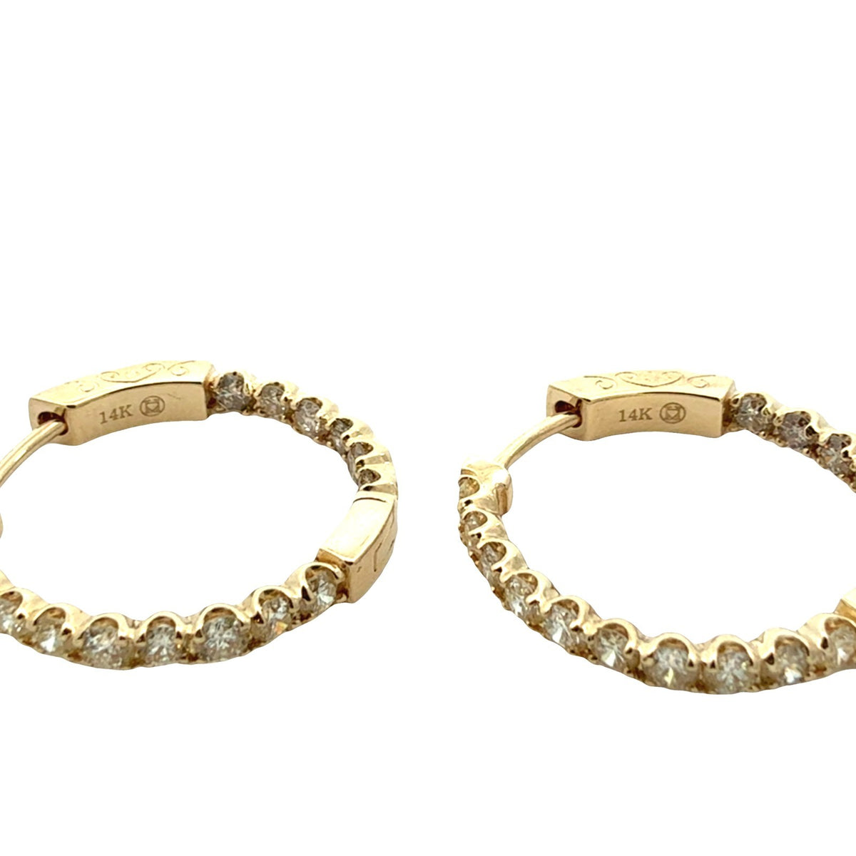 Heera Moti 14k Yellow Gold Inside-Out 1.44cttw Diamond Hoops6