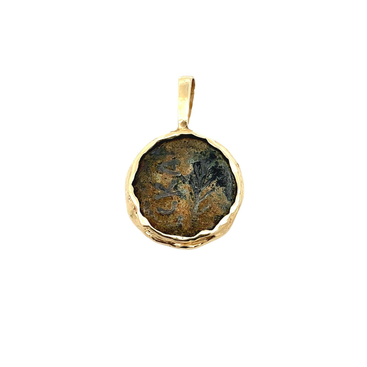14k Yellow Gold Ancient Prutah Coin Pendant0