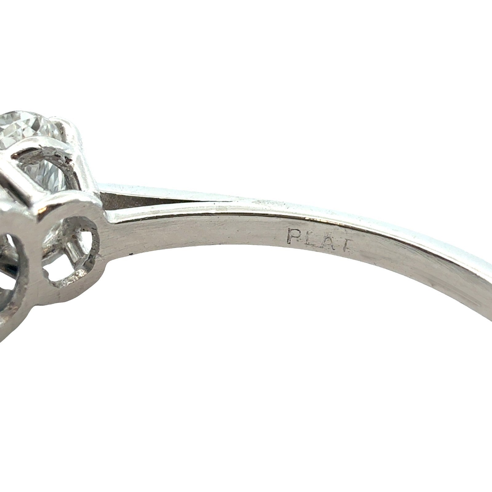 Platinum Three Stone Ring with 1.02ctw Sapphire and 0.64ctw Diamond Size 7.756