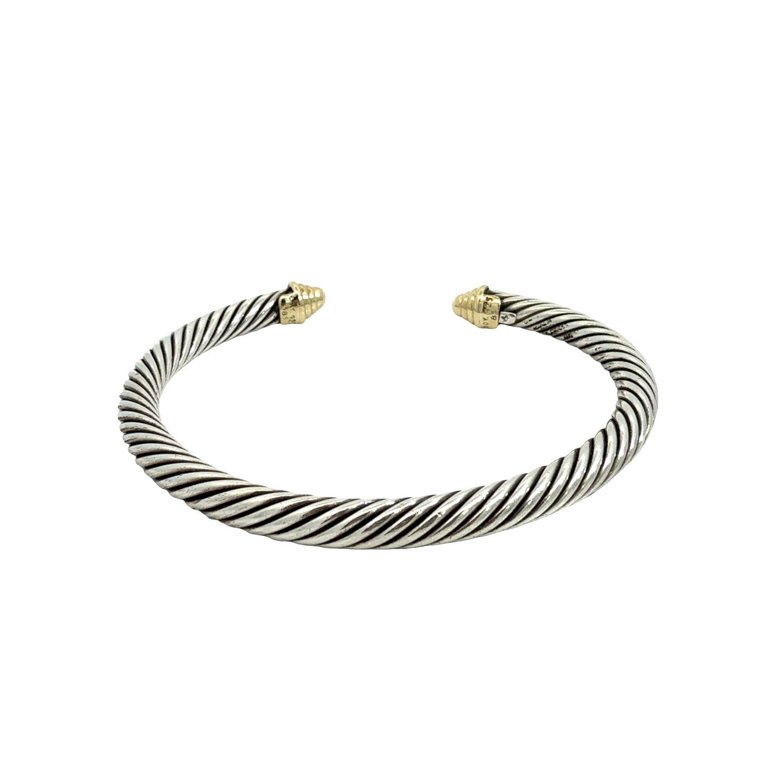 David Yurman Sterling Silver and 14k Yellow Gold Two-Tone Cable Cuff Bracelet3