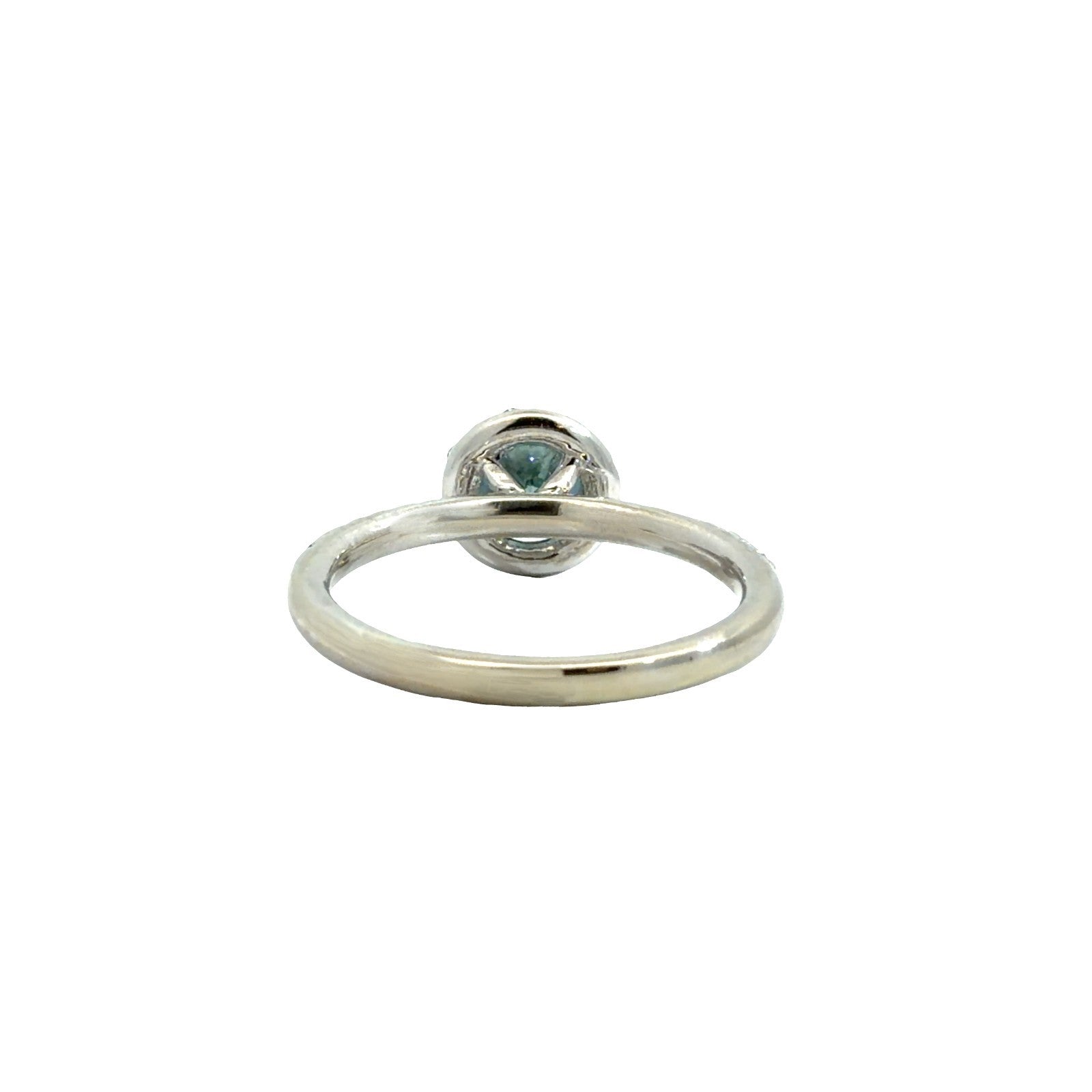 14k White Gold 1.09cttw Blue & White Diamond Halo Engagement Ring Size 62