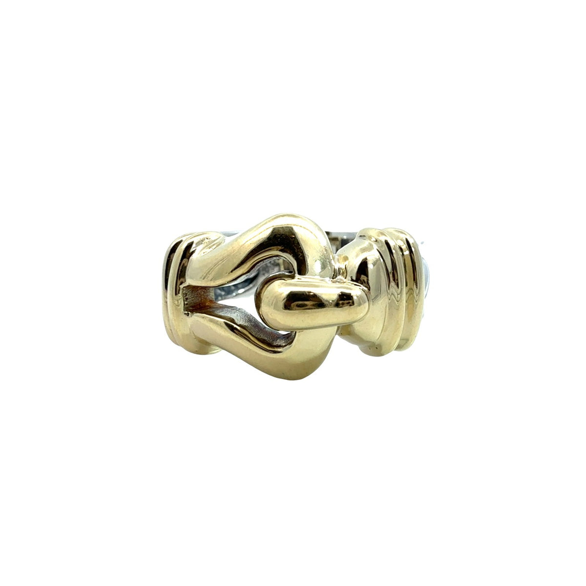 David Yurman Sterling Silver and 14k Yellow Gold Two-Tone Cable Buckle Ring0
