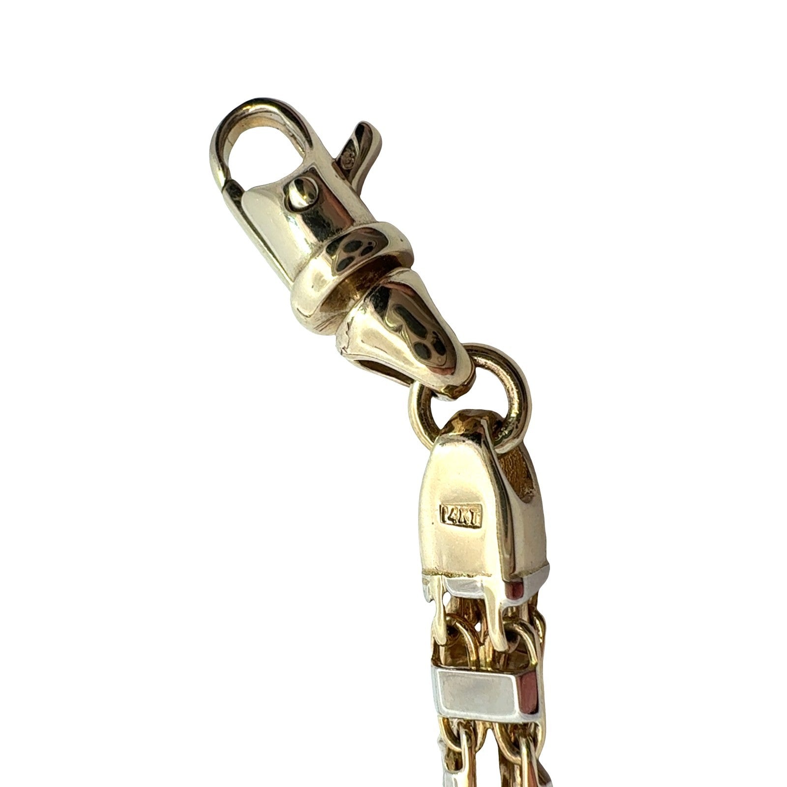 14k Two-Tone Yellow Gold Double Square Link Chain Bracelet 8.25"6
