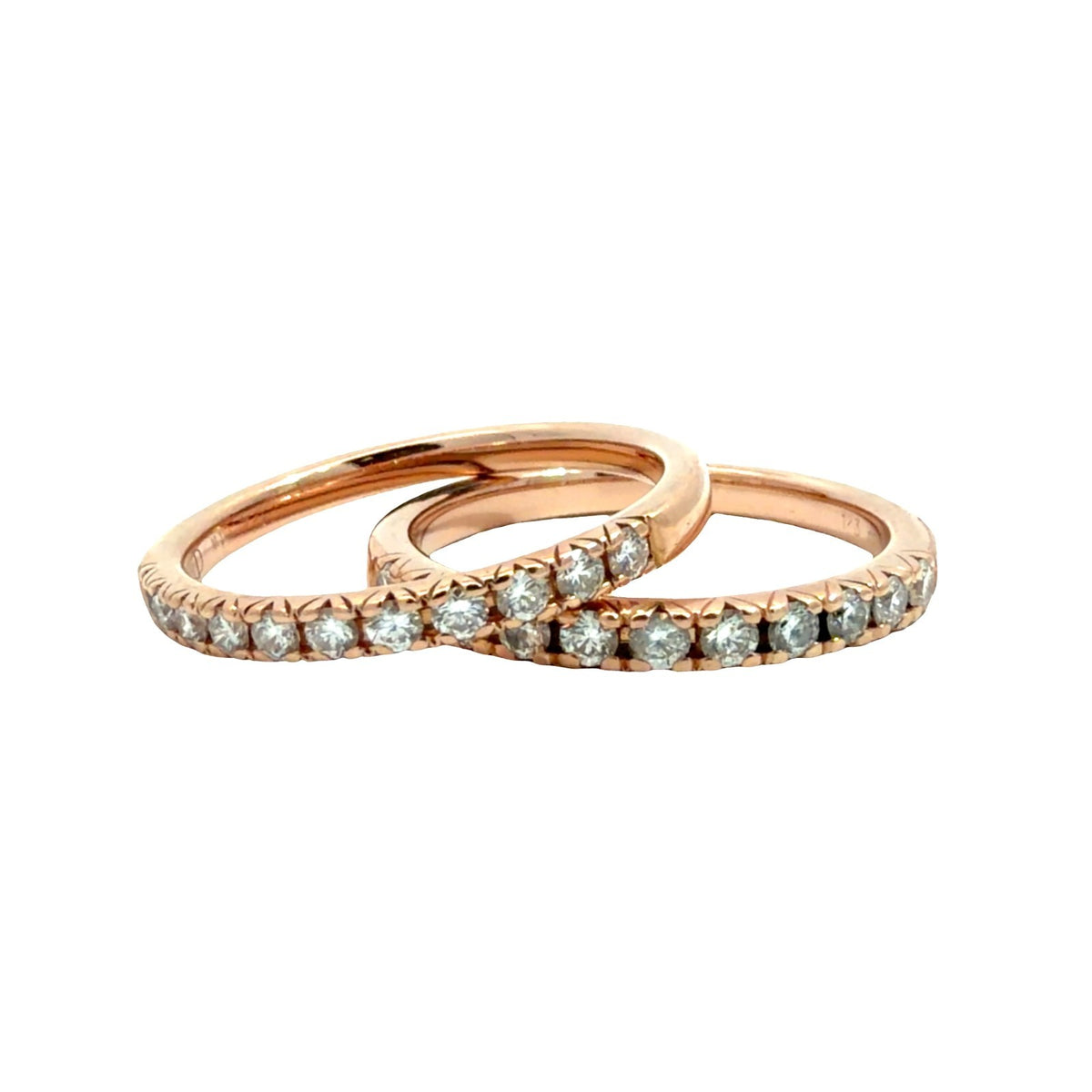 14k Rose Gold and (0.58ctw) Diamond Half Eternity Ring Set1