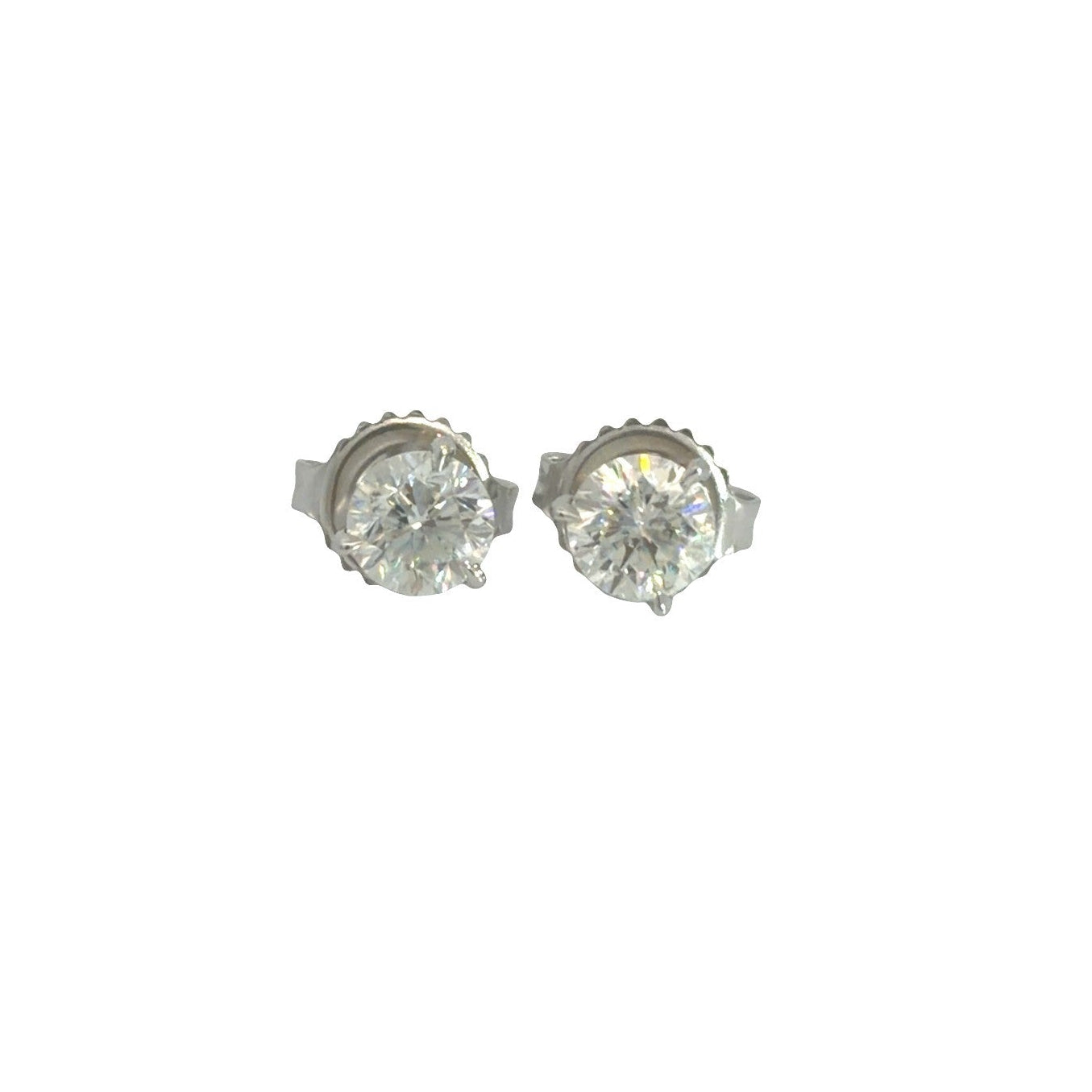 14K White Gold 0.88cttw Diamond Stud Earrings0