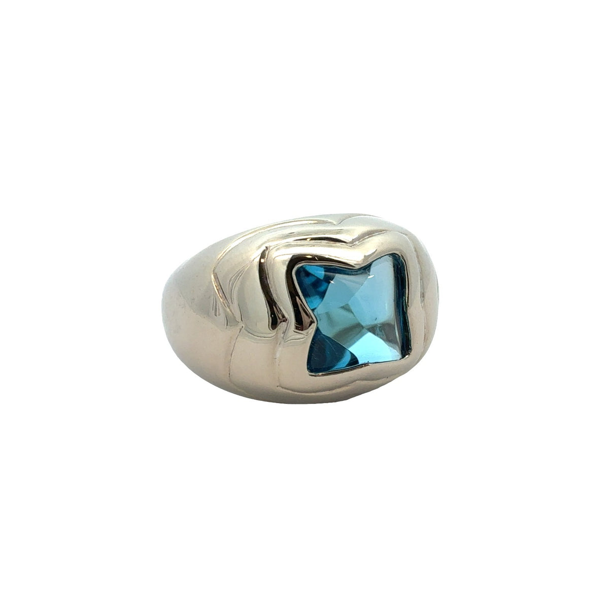 14k White Gold & Topaz Star Shape Dome Ring Size 6.251