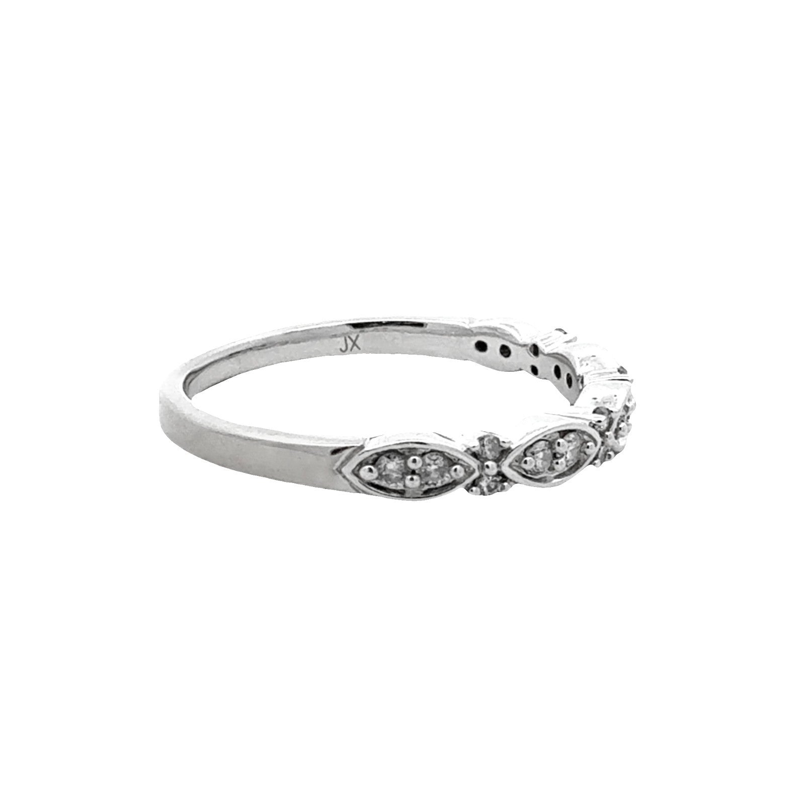 Vintage 10k White Gold 0.22ctw Diamond Band Size 76
