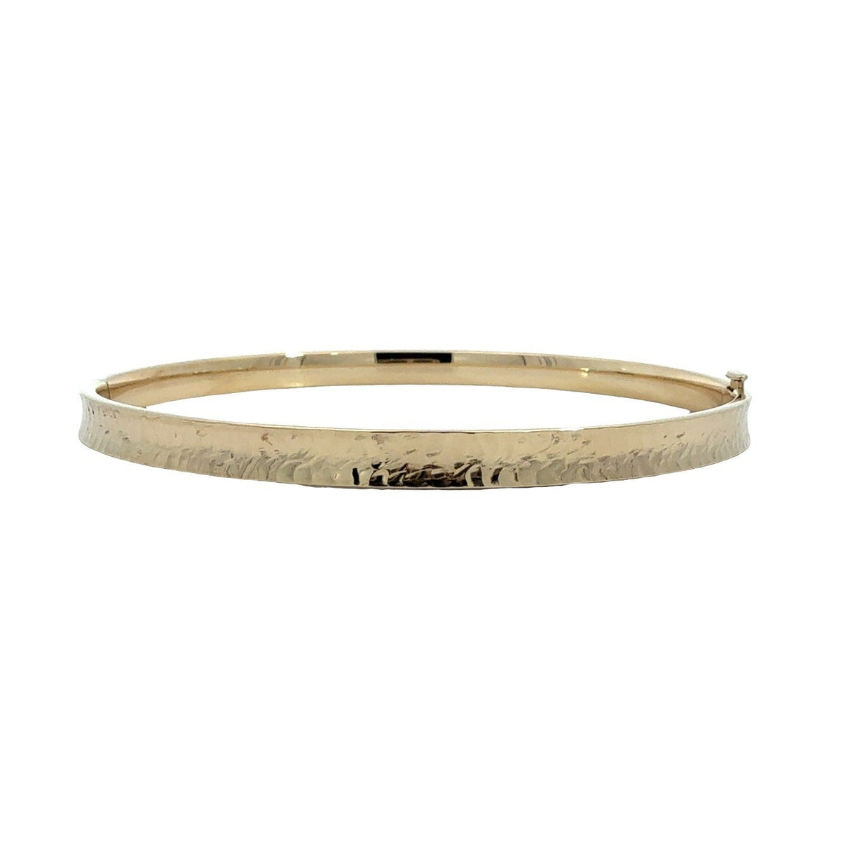 14k Yellow Gold Textured Hinged Bangle Bracelet 7.5"0