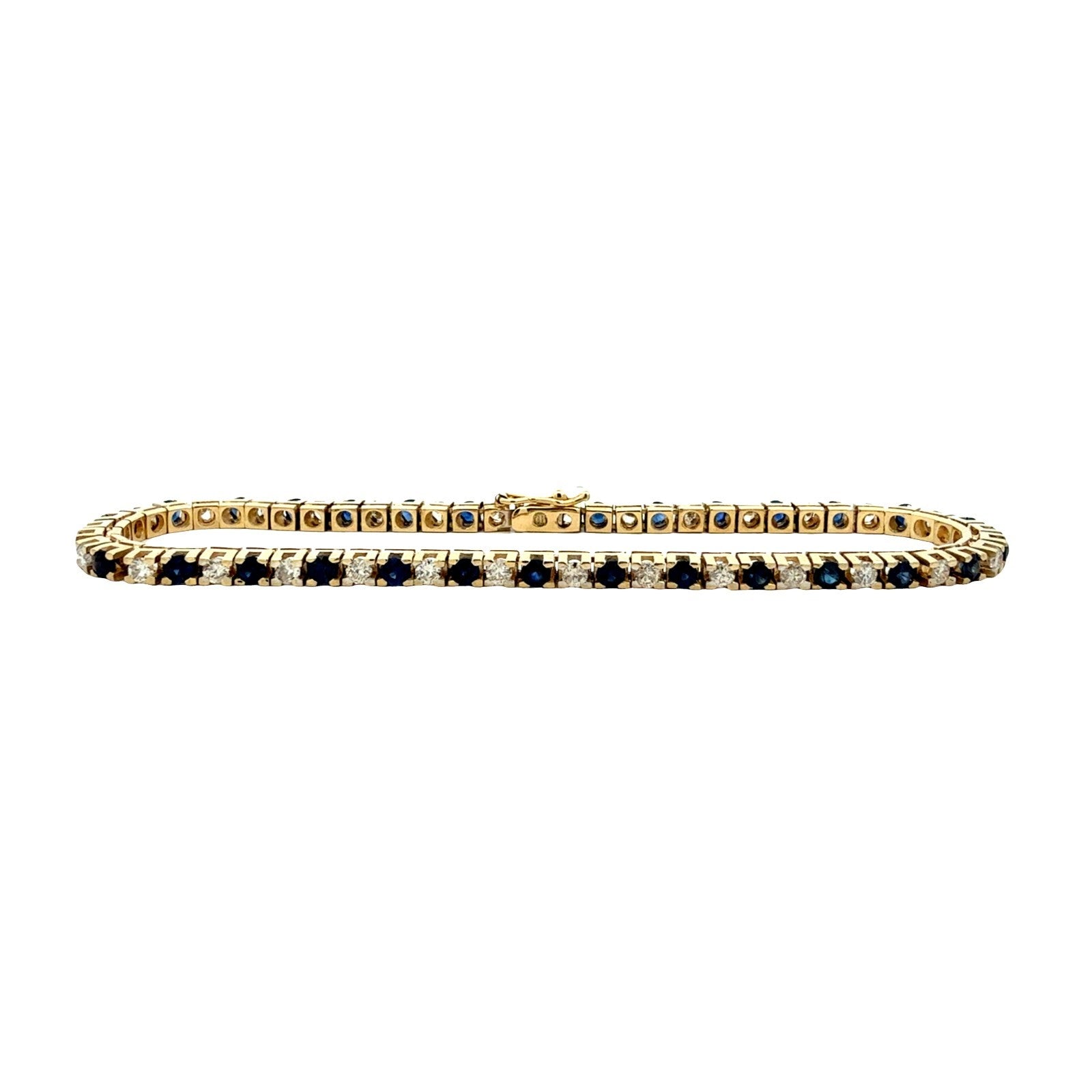 14k Yellow Gold 2.40cttw Sapphire and 1.35cttw Diamond Tennis Bracelet0