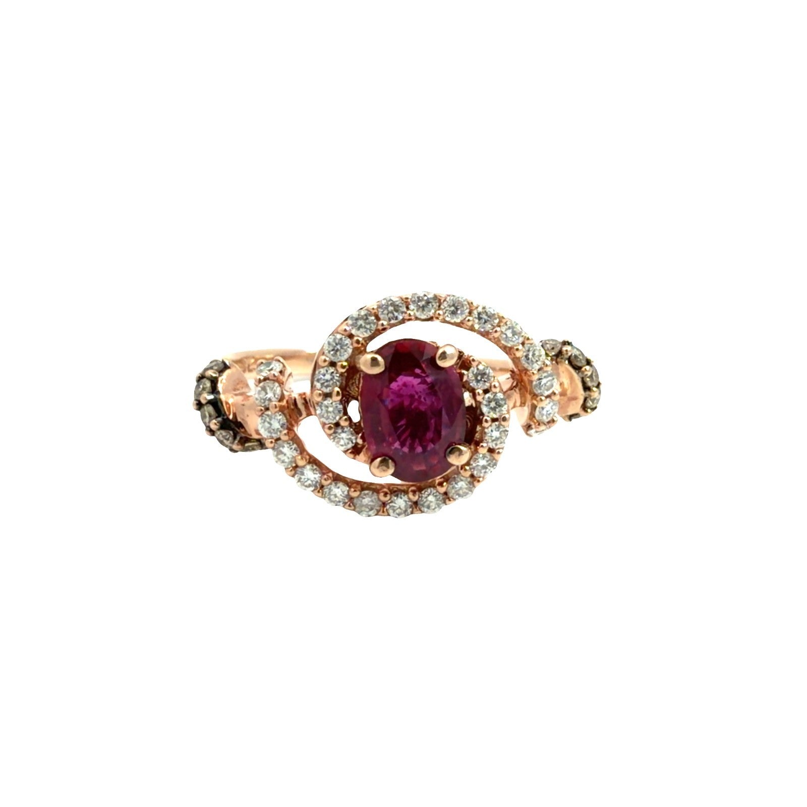Levian 14k Rose Gold 0.82ctw Ruby 0.38ctw Chocolate and White Diamonds0