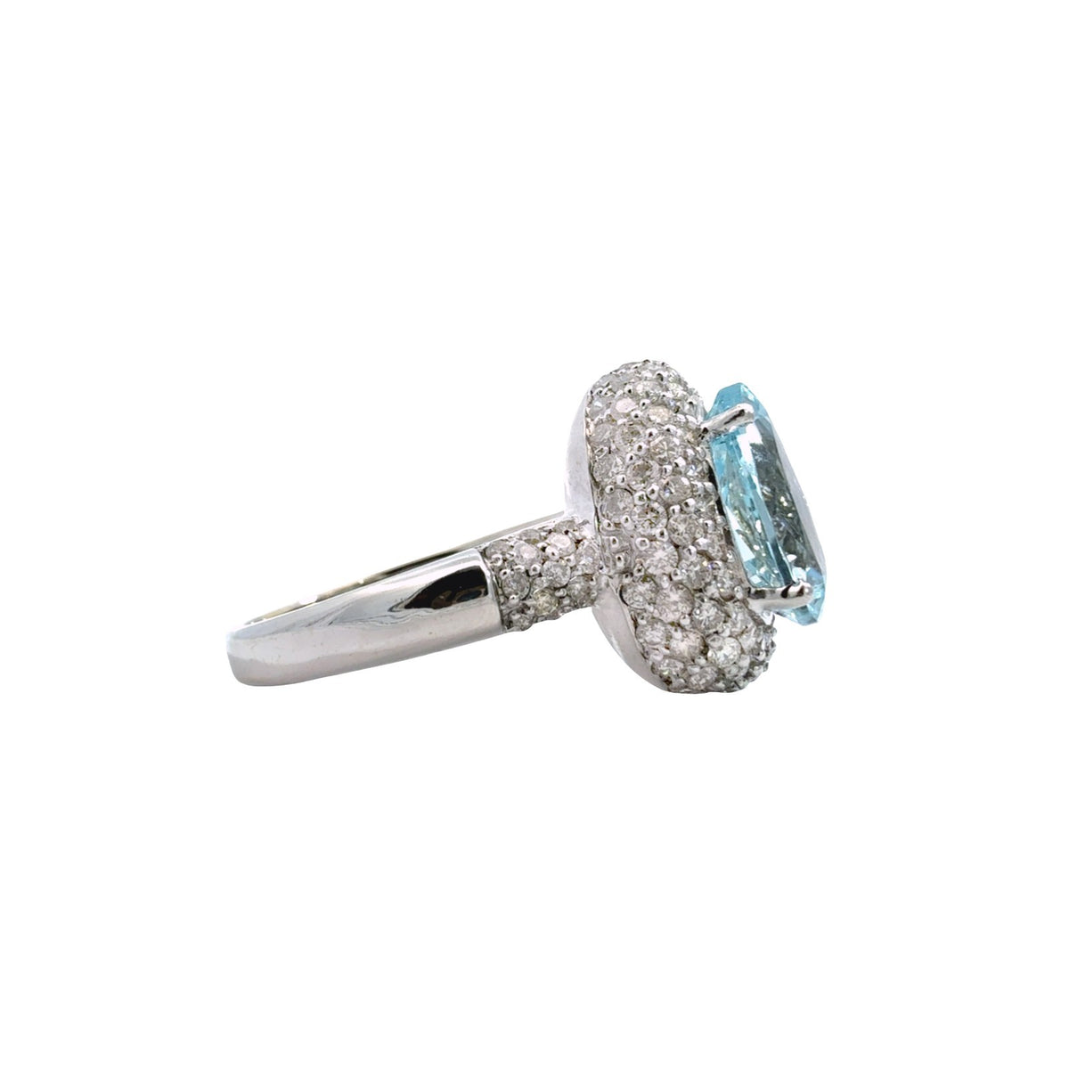 Le Vian 14k White Gold 3.60tcw Aquamarine 1.73cttw Diamond Halo Cocktail Ring4