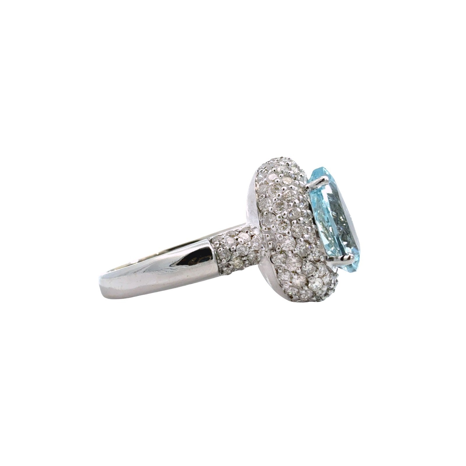 Le Vian 14k White Gold 3.60tcw Aquamarine 1.73cttw Diamond Halo Cocktail Ring4