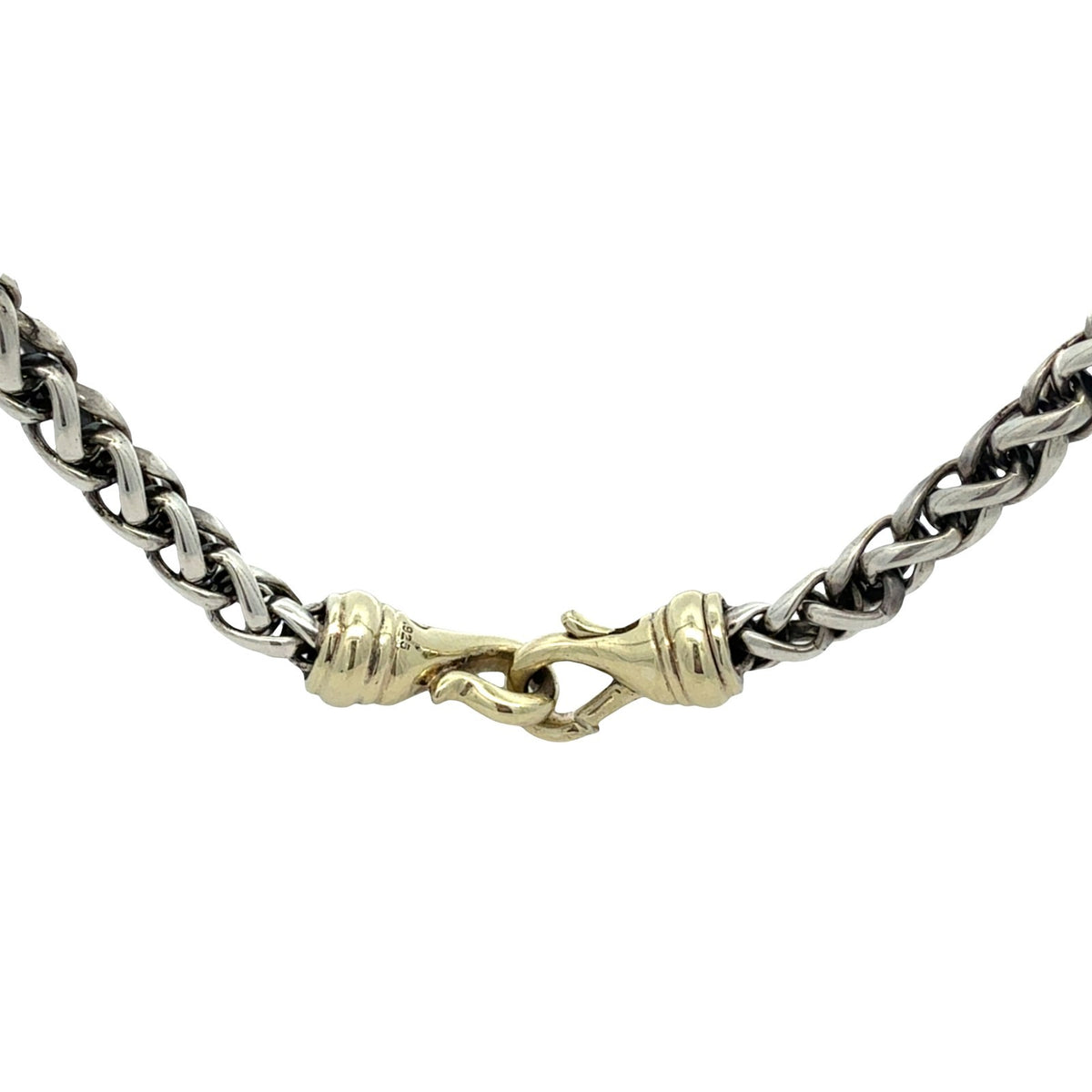David Yurman Sterling Silver Chain Necklace with 14k Yellow Gold Clasp 20"2