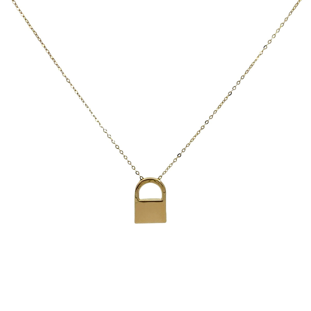 14k Yellow Gold Floral Openwork Padlock Pendant Neclace3