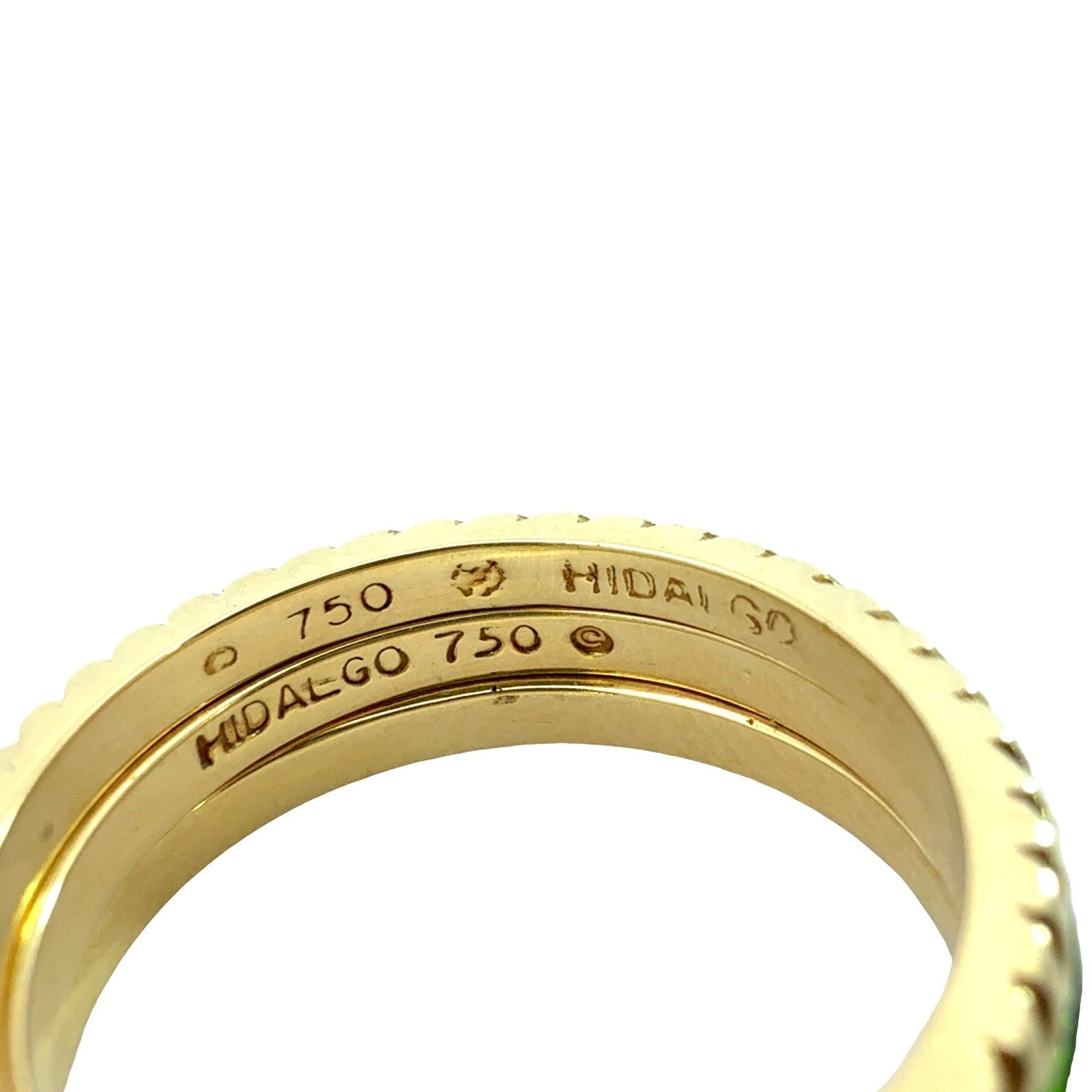 Vintage Hidalgo 18k Yellow Gold Rainbow Enamel and 0.08cttw Diamond Band Set6