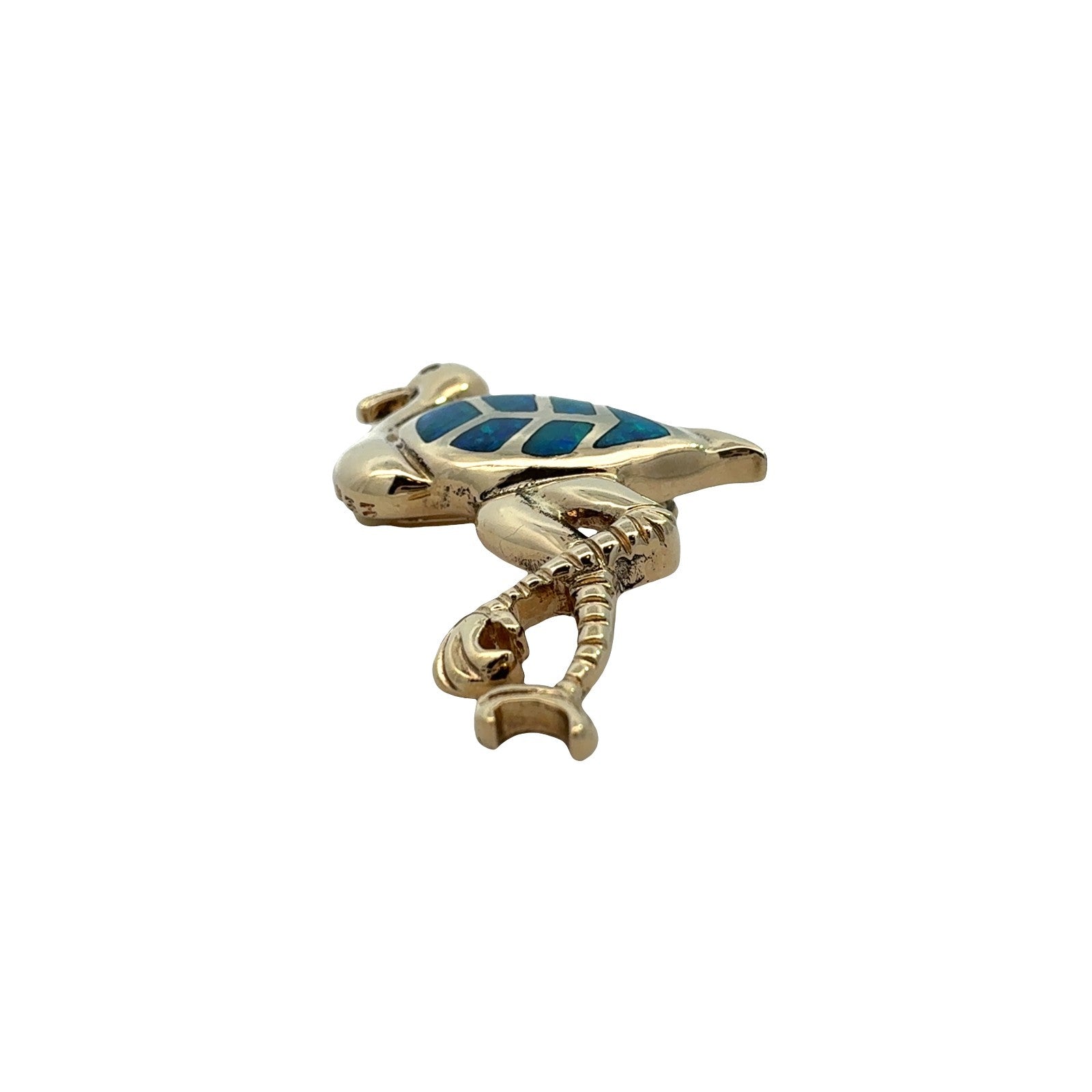 Vintage 14k Yellow Gold Opal Inlay & 0.01tcw Diamond Flamingo Pin/Pendant2