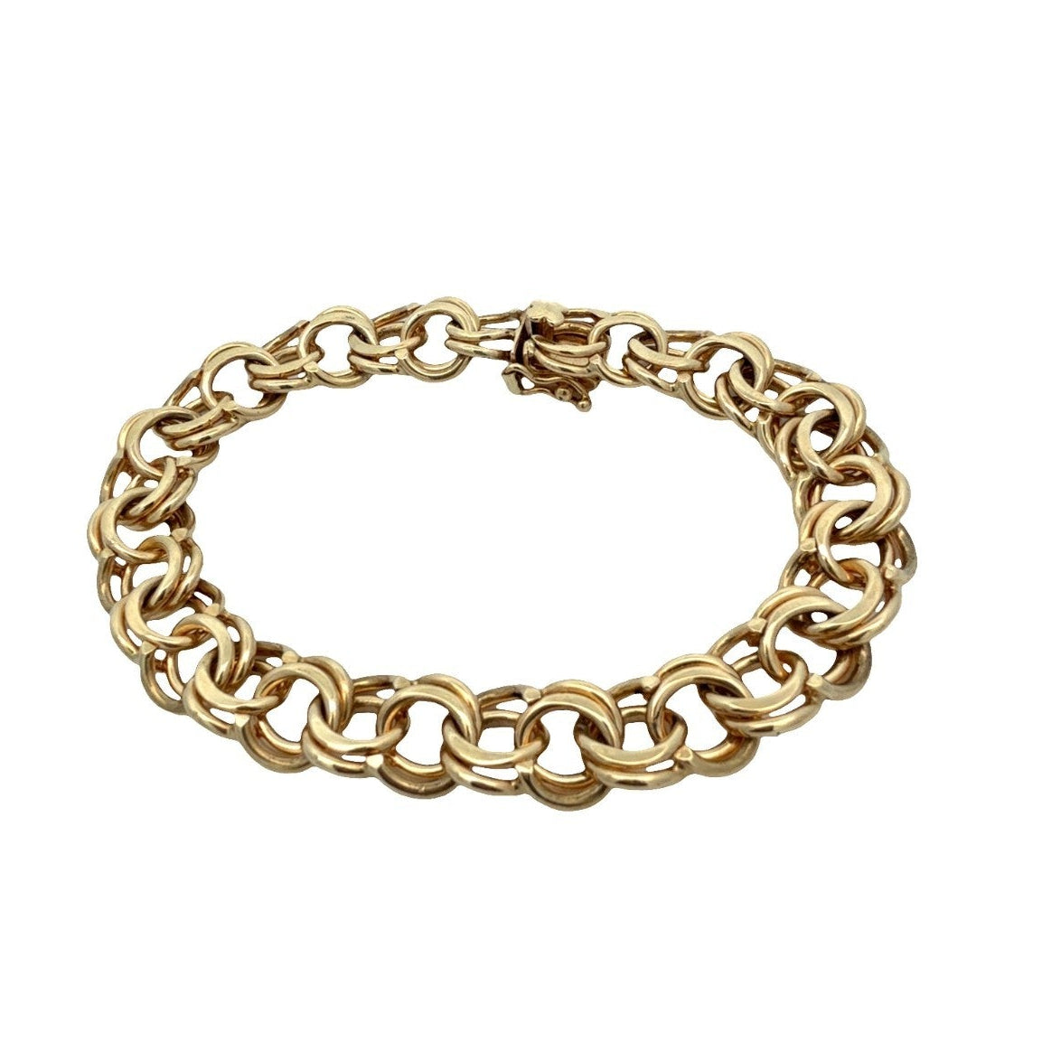 Stamped 14k Yellow Gold Double Link Chain Bracelet 7.5"0