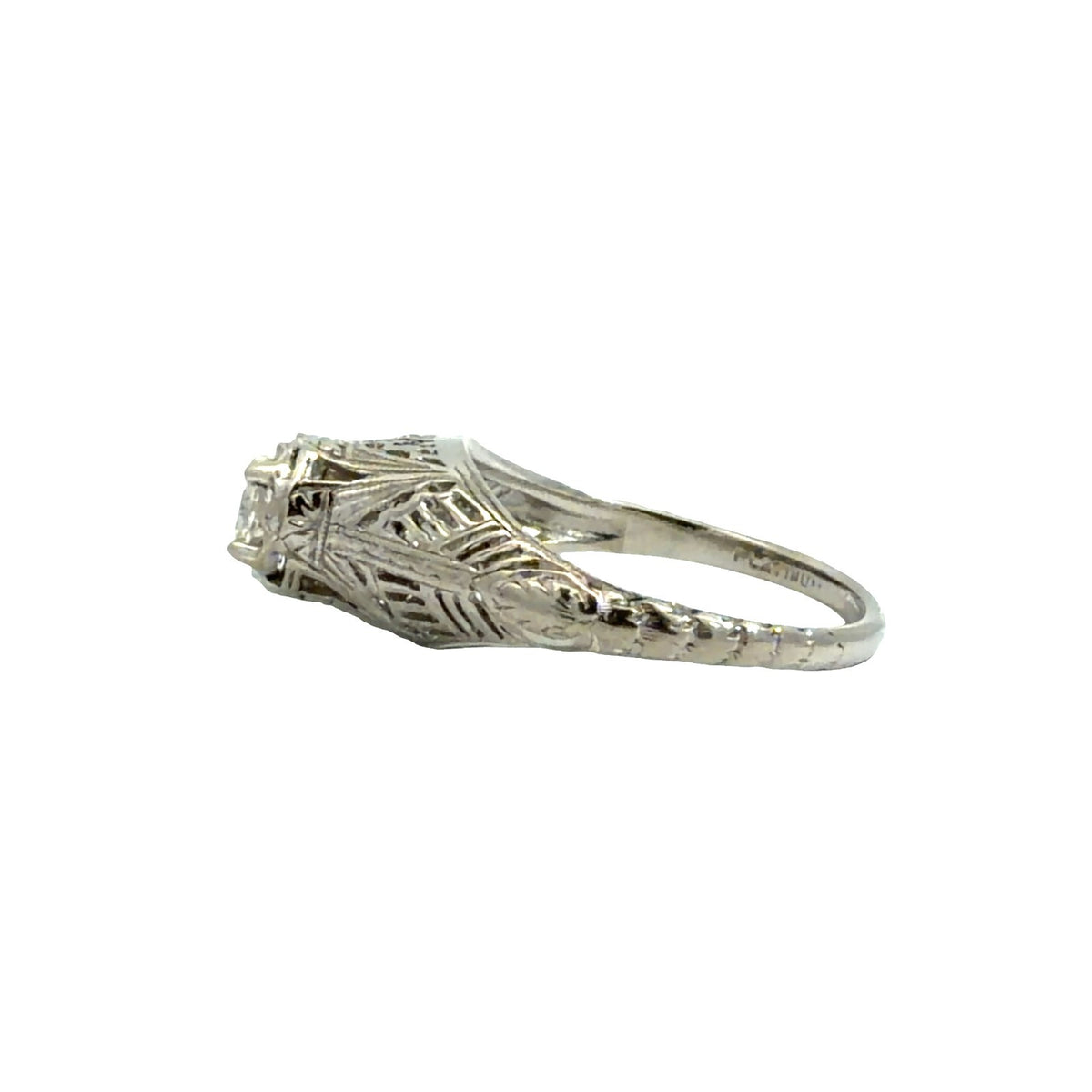 Vintage Art Deco Platinum Filigree & 0.27cttw Diamond Engagement Ring Size 5.253
