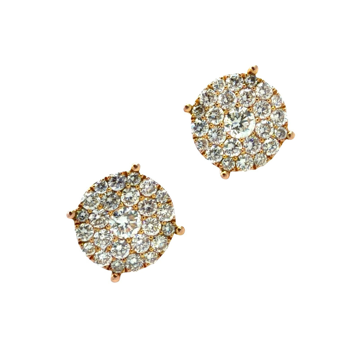 18k Yellow Gold 0.81ctw Diamond Cluster Stud Earrings1