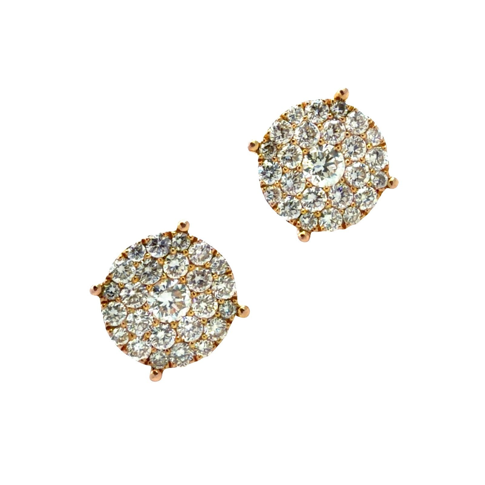 18k Yellow Gold 0.81ctw Diamond Cluster Stud Earrings0