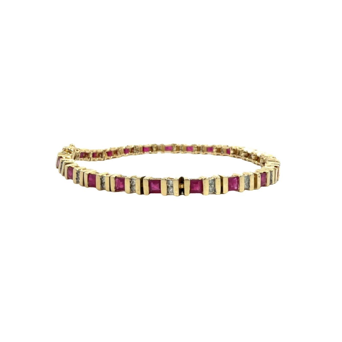 14k Yellow Gold 2.75ctw Ruby and 0.50ctw Diamond Tennis Bracelet2