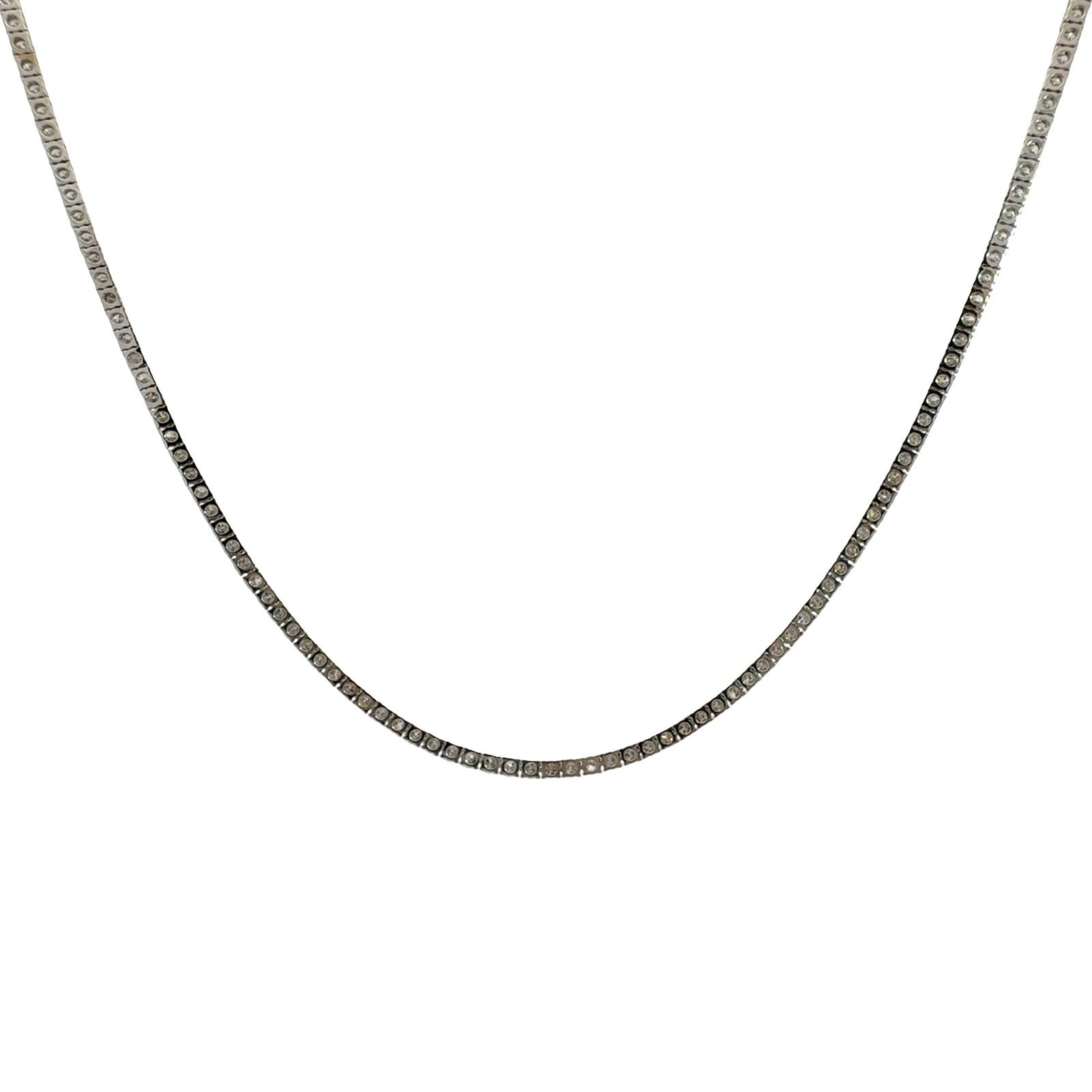 NEW 14k White Gold 10.35cttw Diamond Tennis Necklace 16"4