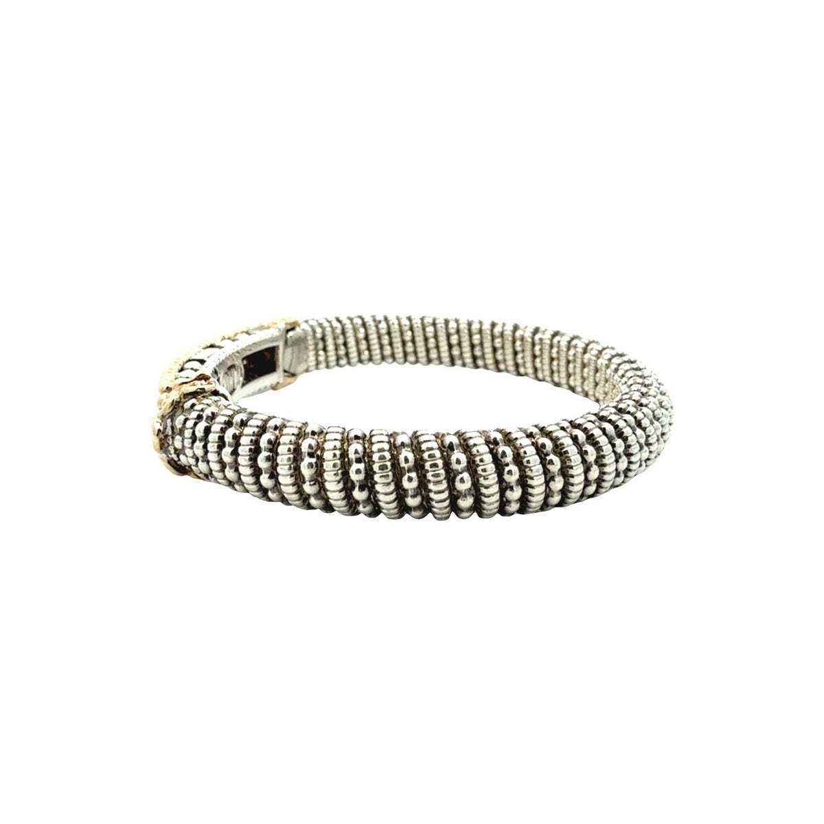 Vahan Sterling Silver and 14k Yellow Gold 0.26cttw Diamond Moire Bangle Bracelet4