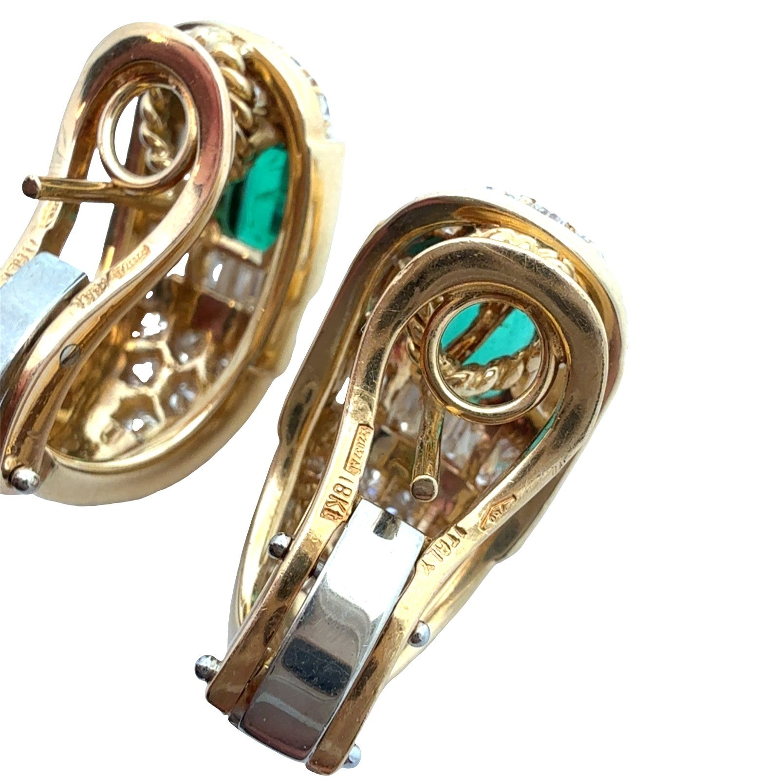 18k Yellow Gold 1.58cttw Emerald and 2.75cttw Diamond Domed Earrings6