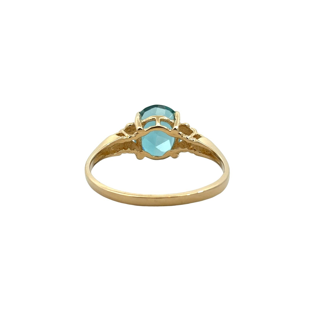 Vintage 14k Yellow Gold Oval 4.61tcw Blue Topaz Ring Size 9.53