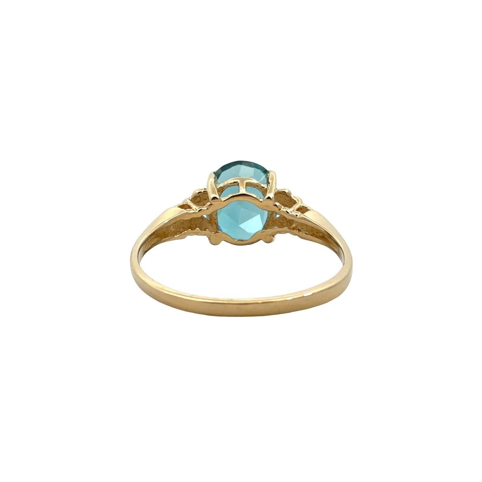 Vintage 14k Yellow Gold Oval 4.61tcw Blue Topaz Ring Size 9.53