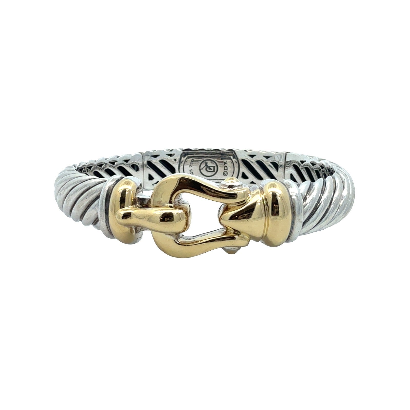 David Yurman Waverly Cable Sterling Silver & 18k Yellow Gold Buckle Bracelet M9