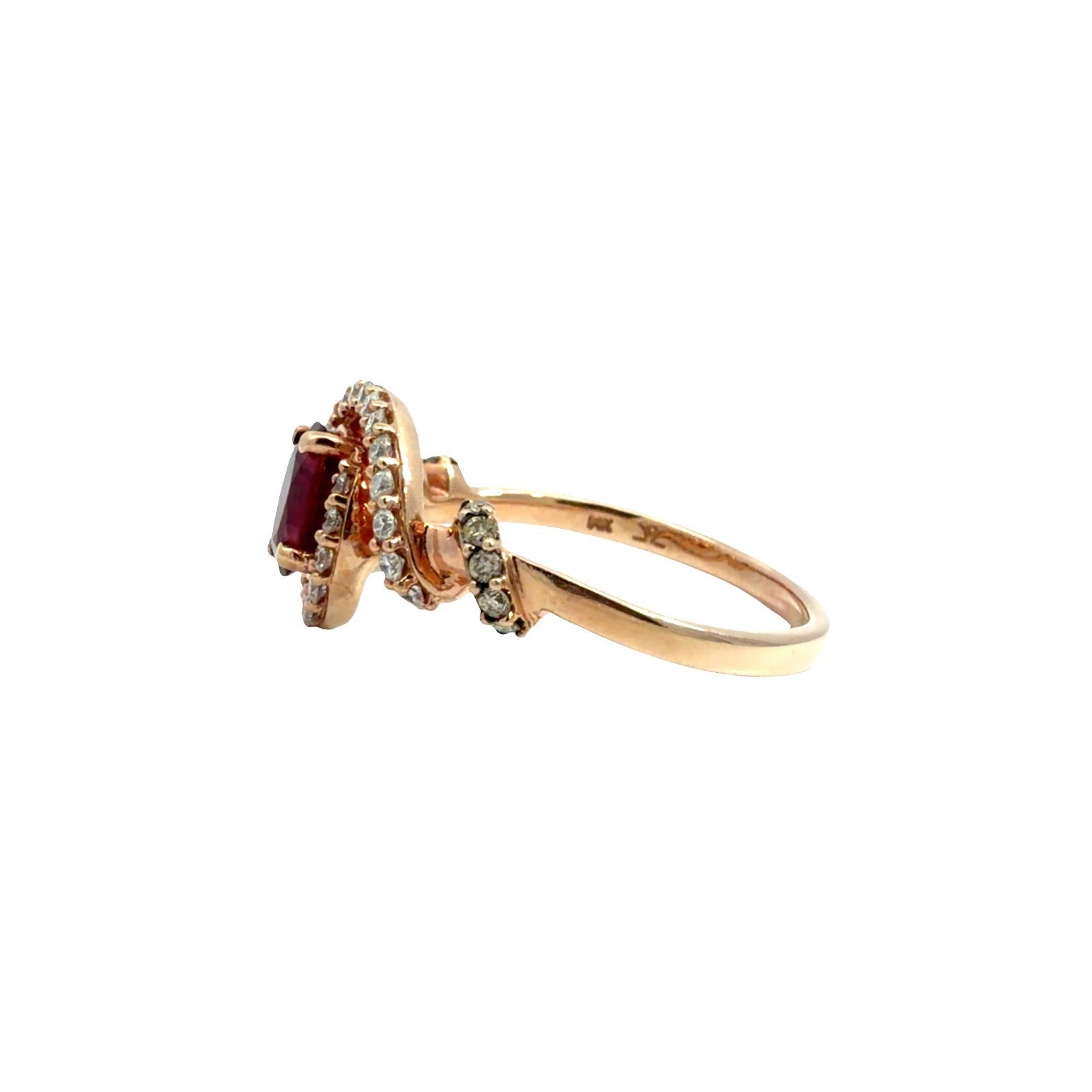 Levian 14k Rose Gold 0.82ctw Ruby 0.38ctw Chocolate and White Diamonds0