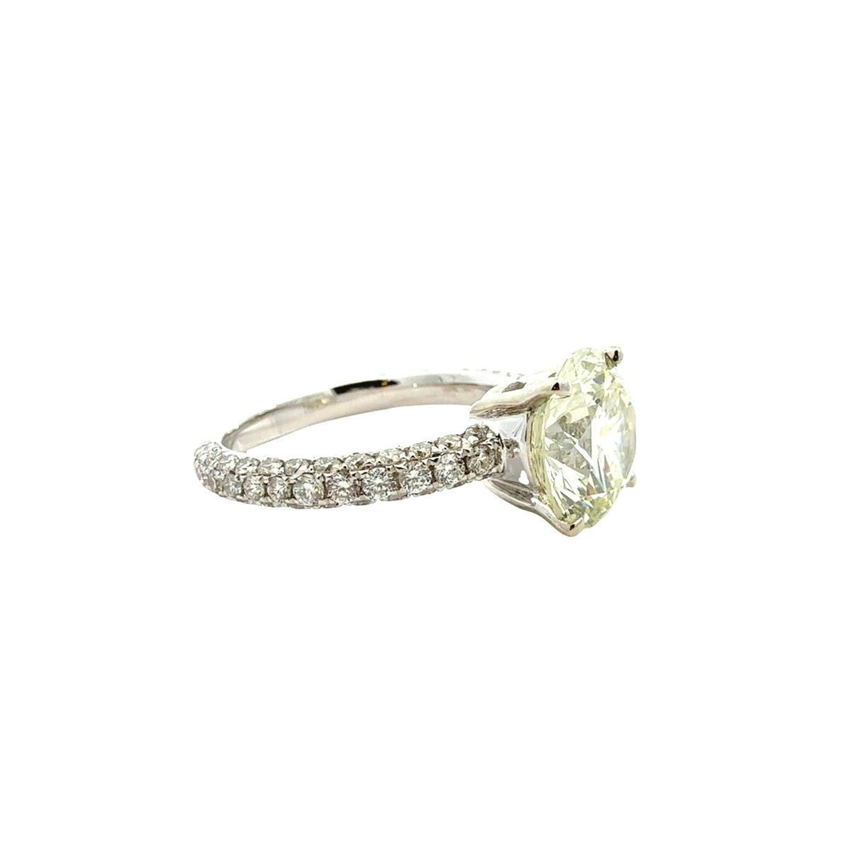 14k White Gold 6.61cttw Round Diamond and Pave Band Engagement Ring2