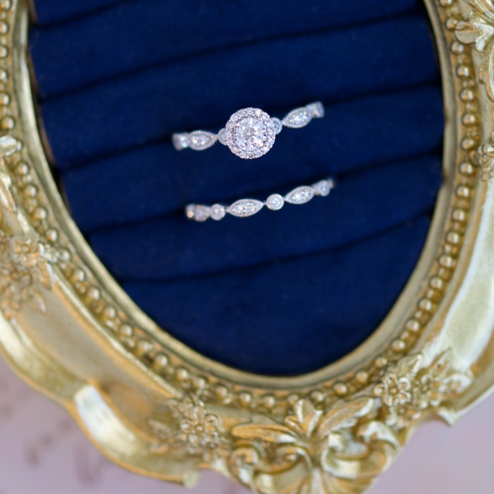 Vintage 10k White Gold 0.50cttw Diamond Wedding Set0