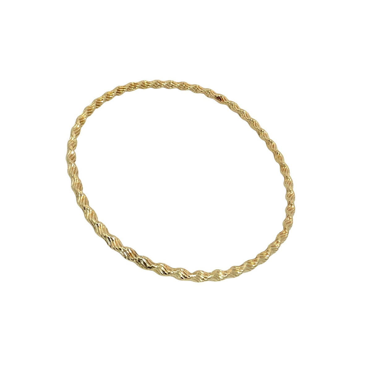 14k Yellow Gold Textured Twisted Bangle Bracelet1