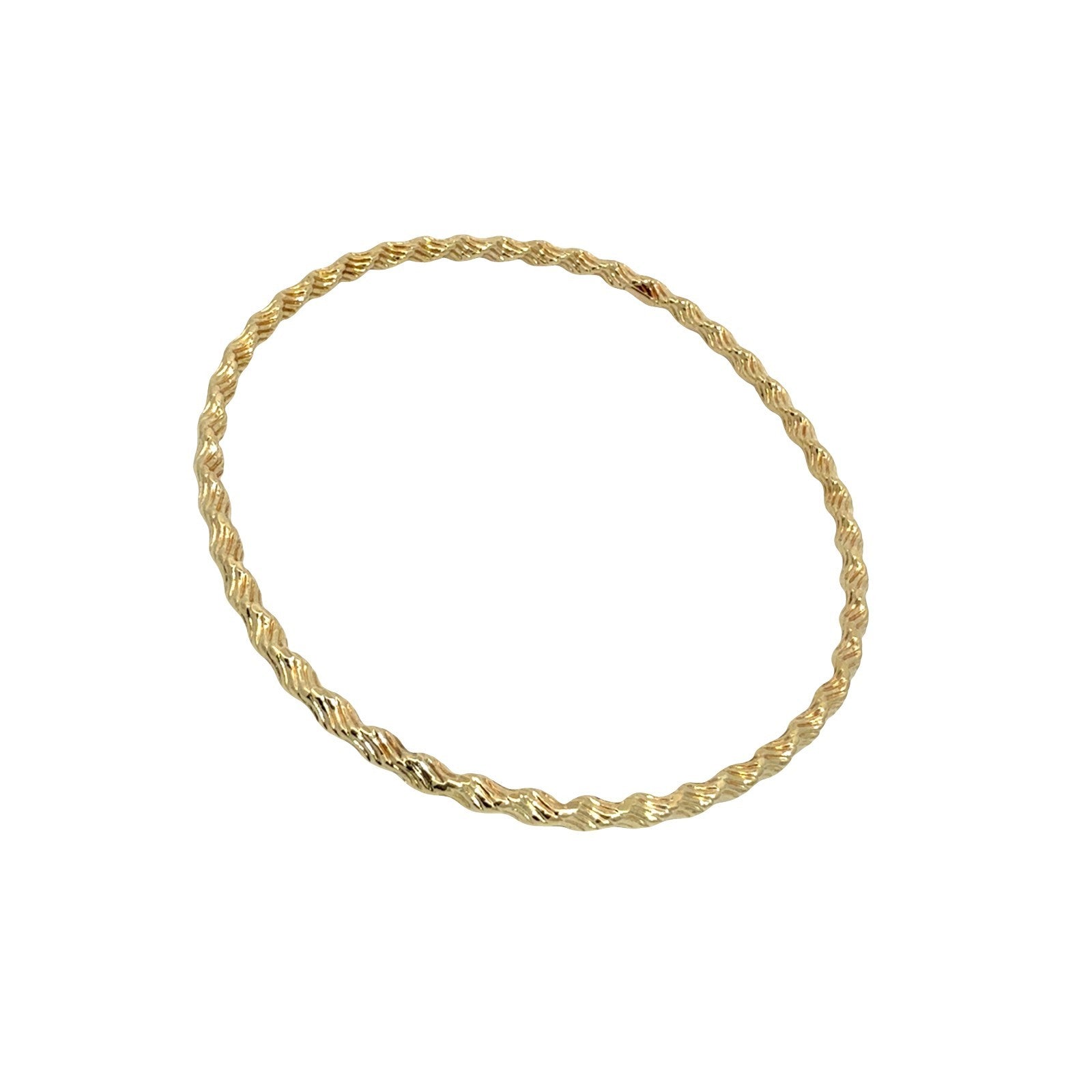 14k Yellow Gold Textured Twisted Bangle Bracelet1