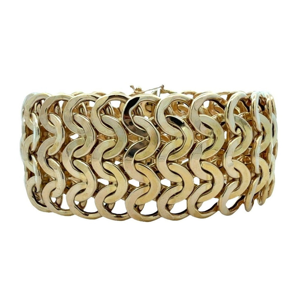 14k Yellow Gold Italian Crochet Chain Link Bracelet 7.5"0