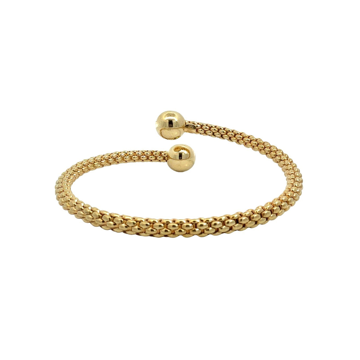 Fope 18k Yellow Gold Textured Flexible Bypass Bangle Bracelet 6.75"3