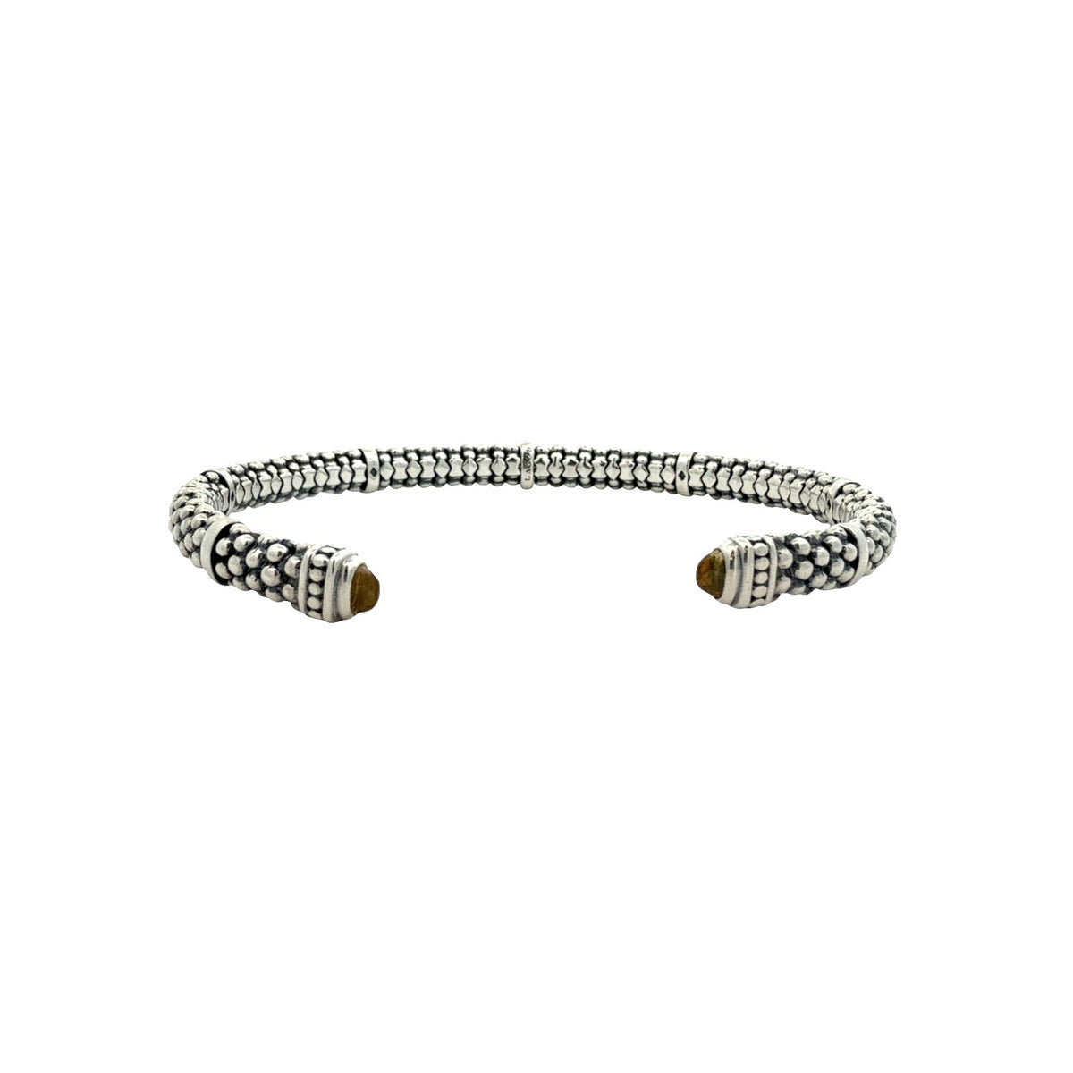 LAGOS Caviar Sterling Silver and Citrine Cuff Bracelet Medium 6.5"3