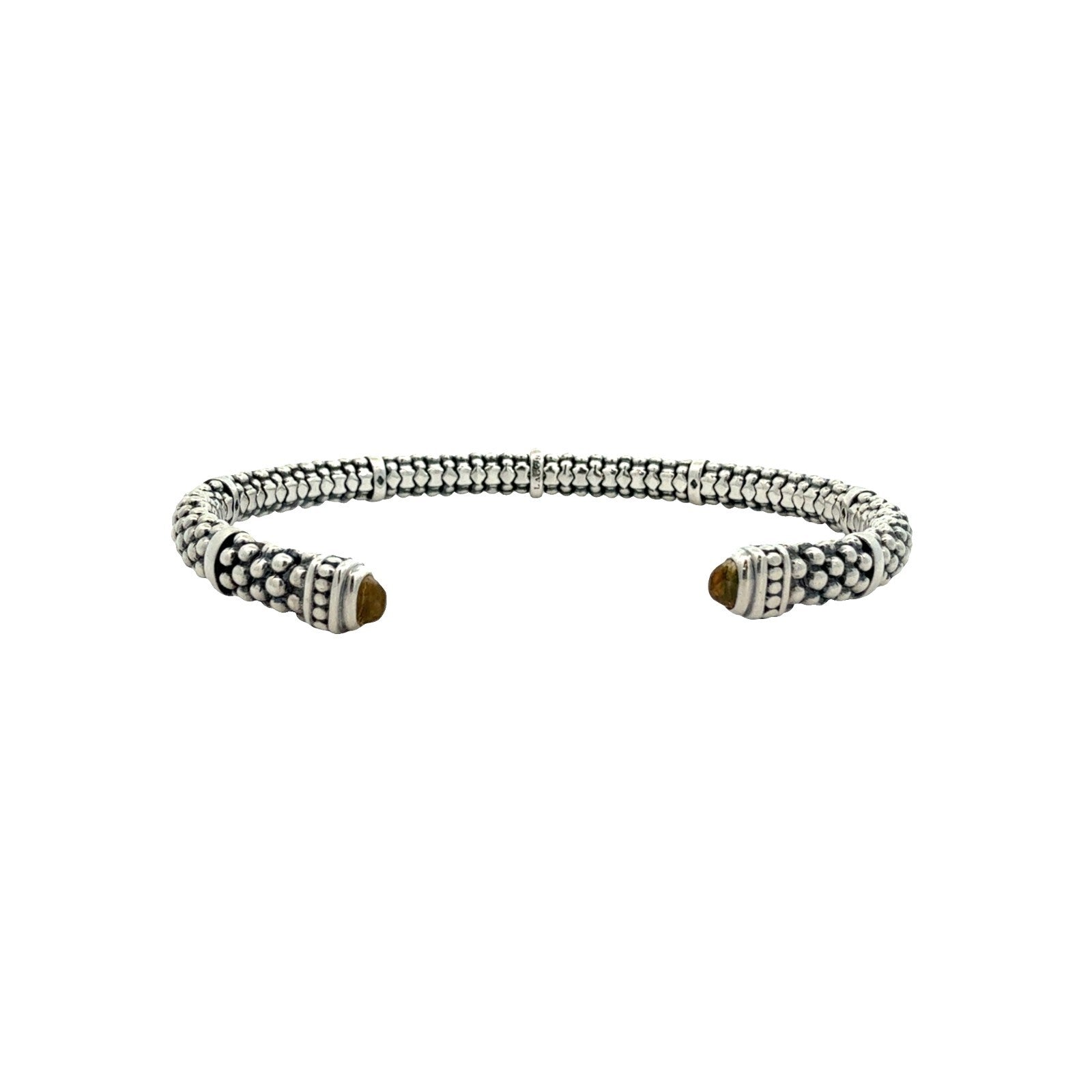 LAGOS Caviar Sterling Silver and Citrine Cuff Bracelet Medium 6.5"3