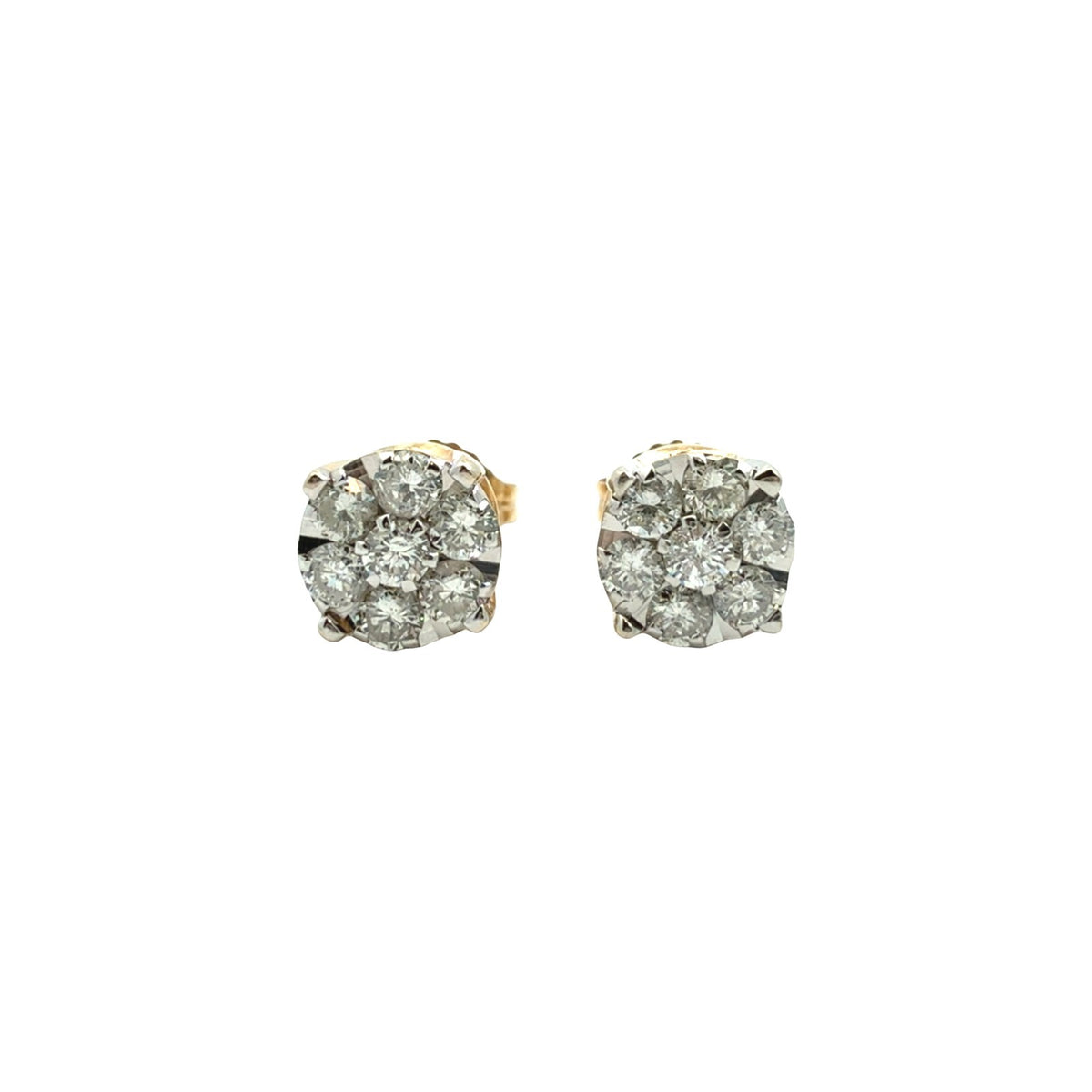 14k Yellow Gold 0.53cttw Diamond Cluster Stud Earrings0