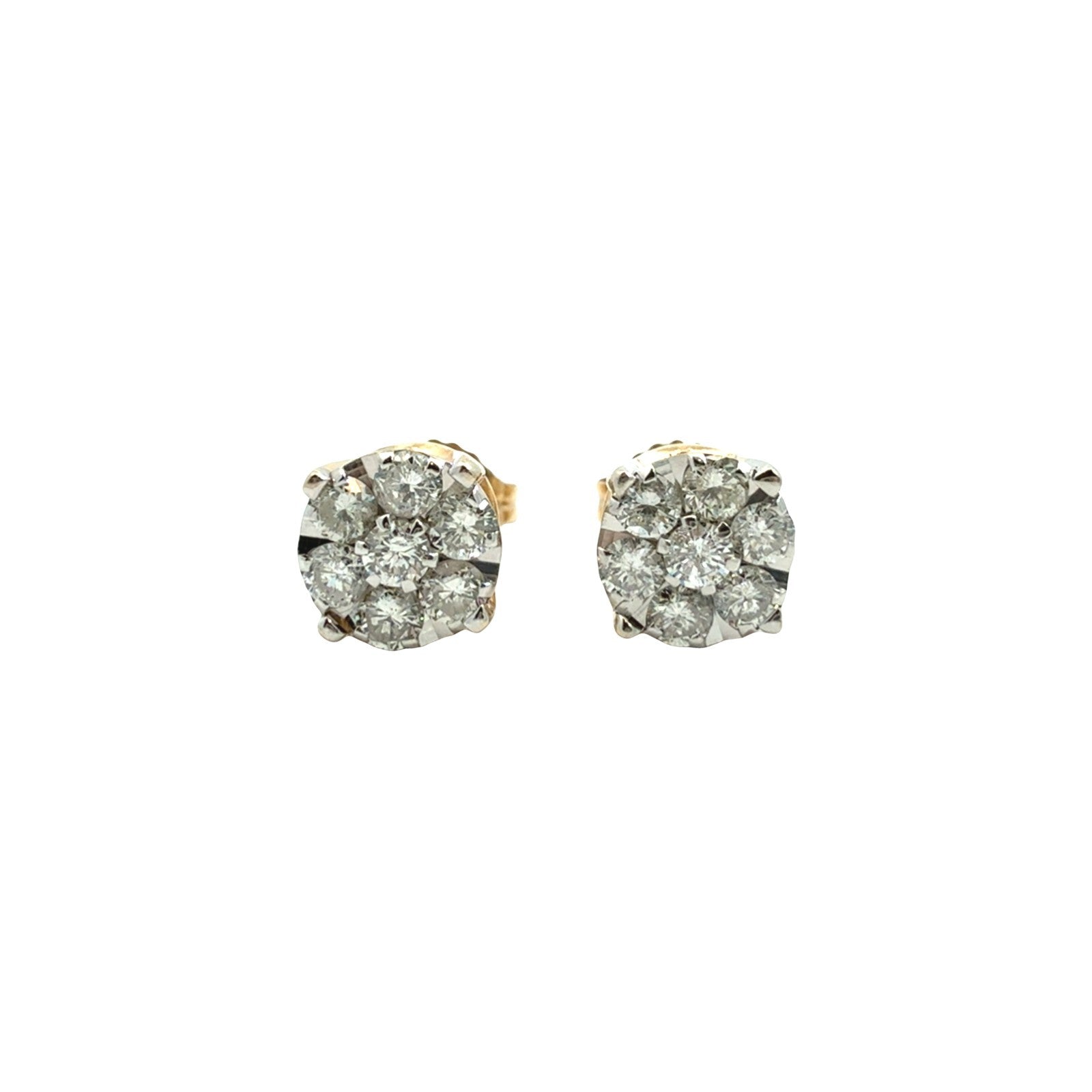 14k Yellow Gold 0.53cttw Diamond Cluster Stud Earrings0